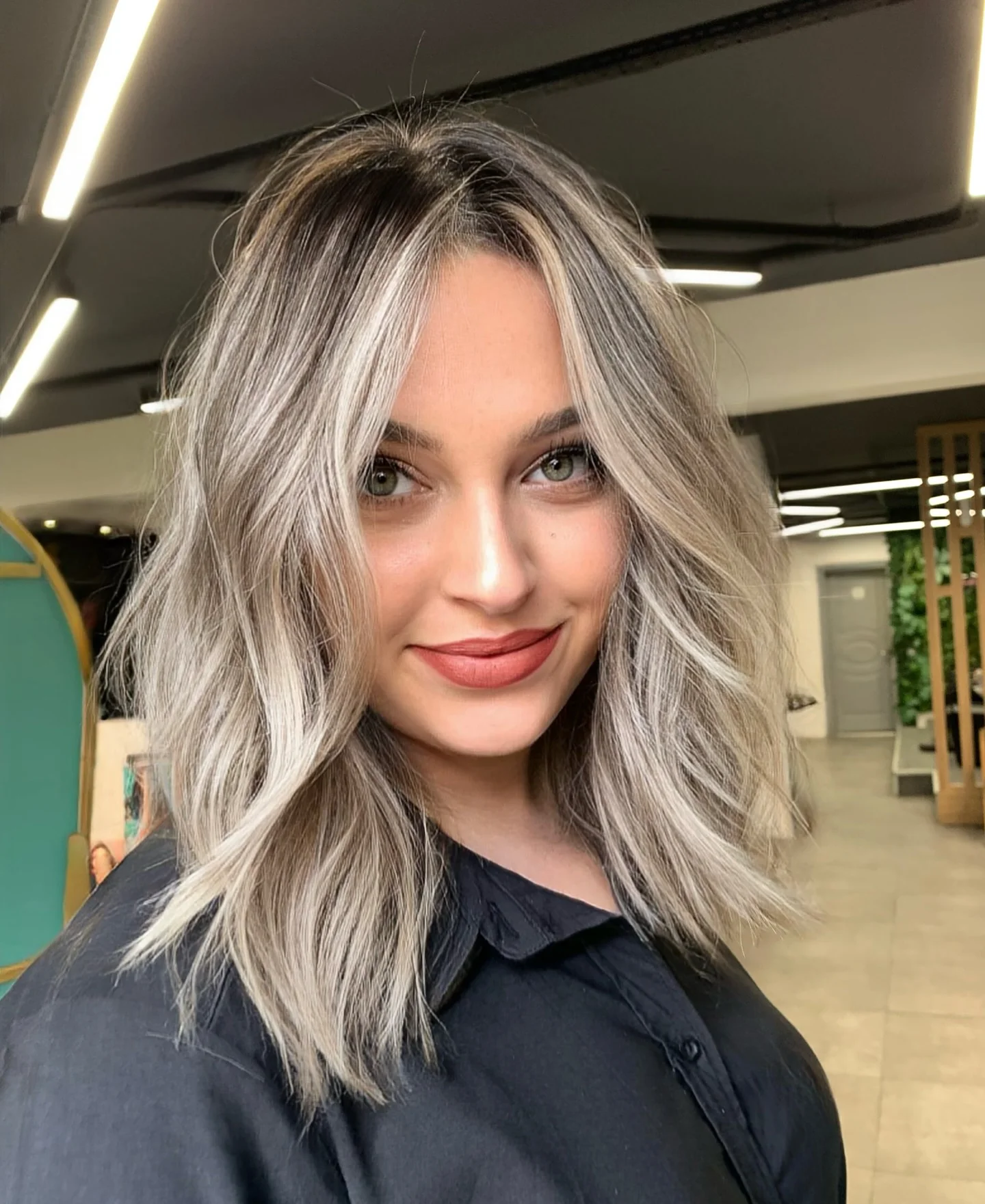bright summer ash blonde hair color 2026 Soft Textured Ash Blonde Lob With Effortless Volume