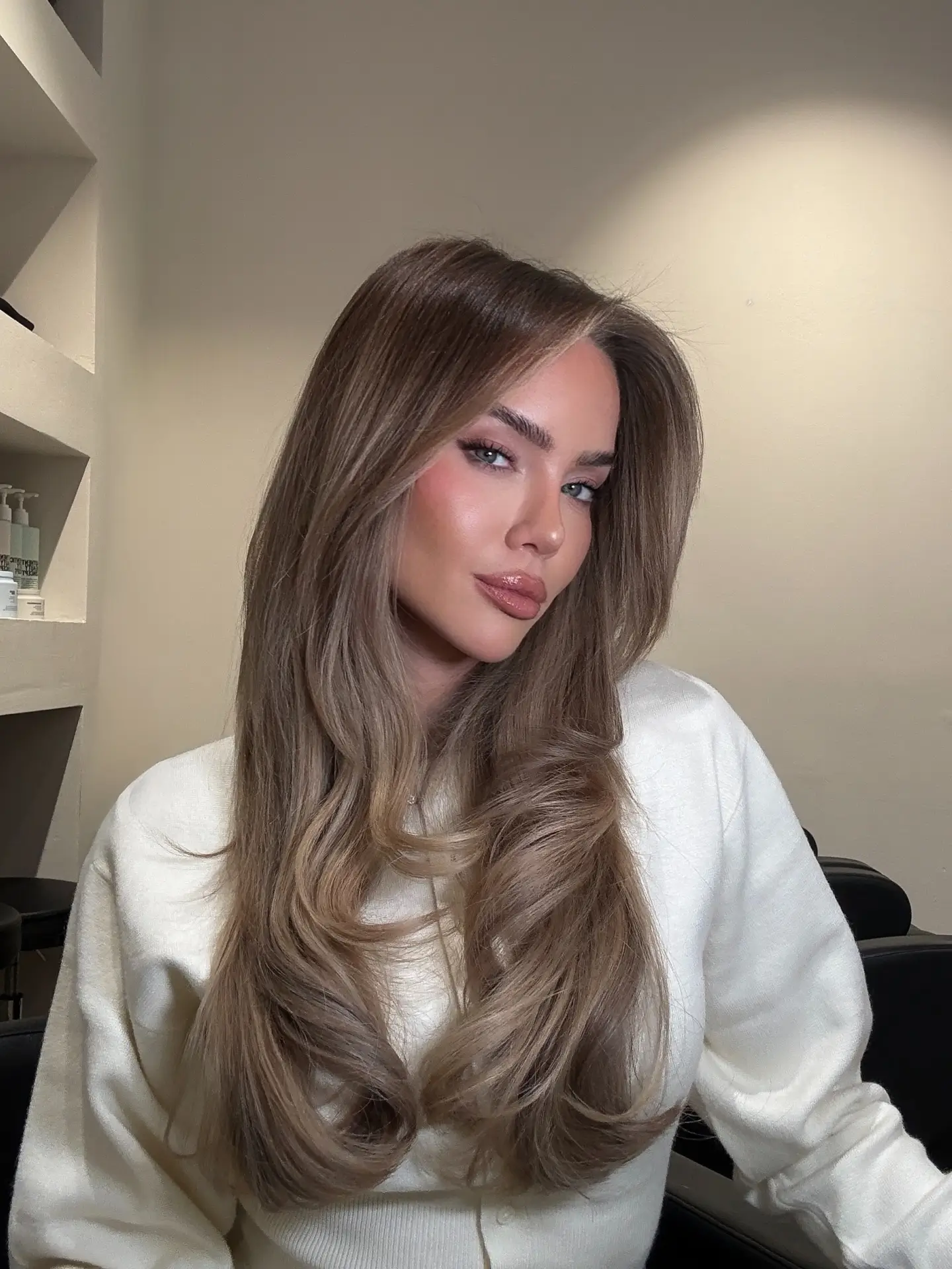 summer hair color ideas 2026 Soft Beige Brunette With Airy Volume