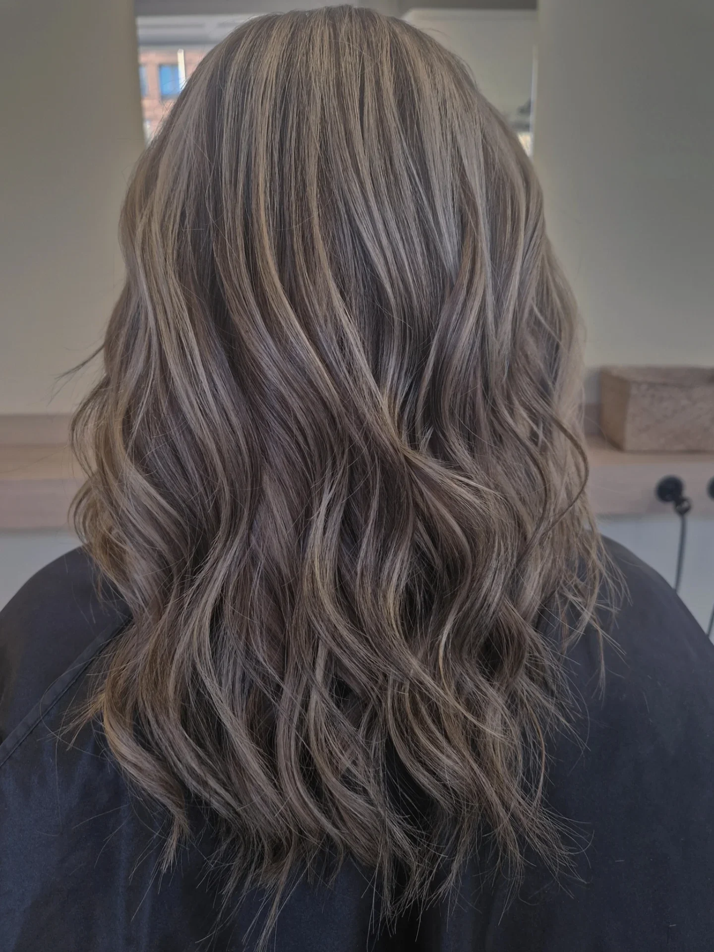 modern summer ash brown hair color 2026 Layered Ash Brown With Cool Blonde Ribbons