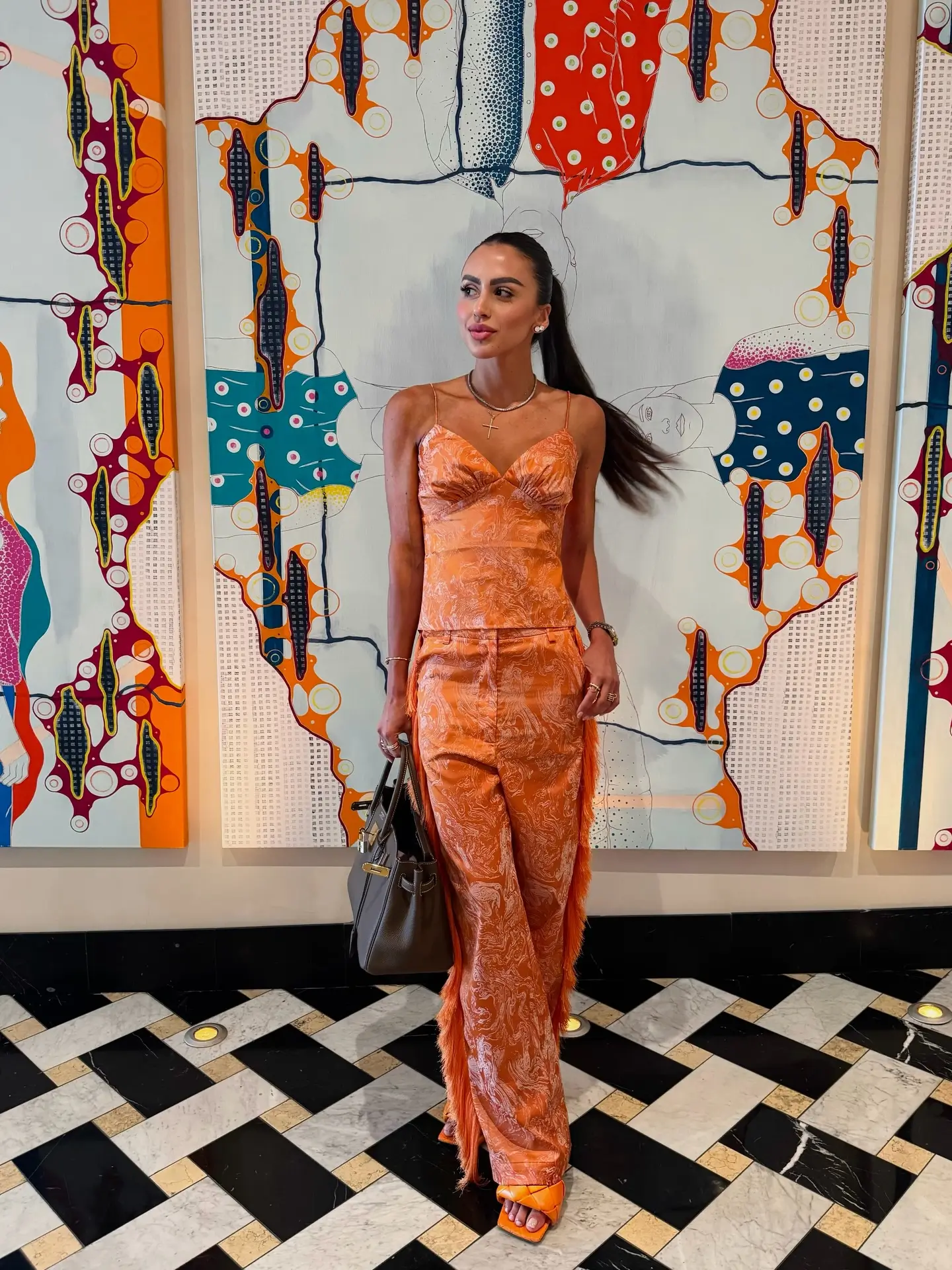 summer set outfits for women 2026 Statement Orange Set With Evening Summer Glow