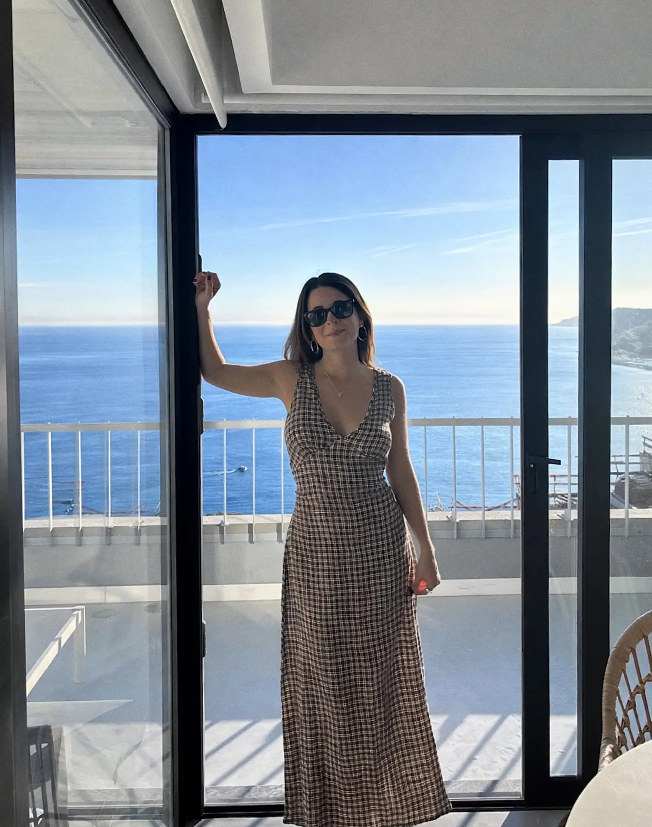 summer sundresses for women 2026 Coastal Check Calm - Relaxed Cotton Sundress For Effortless Days