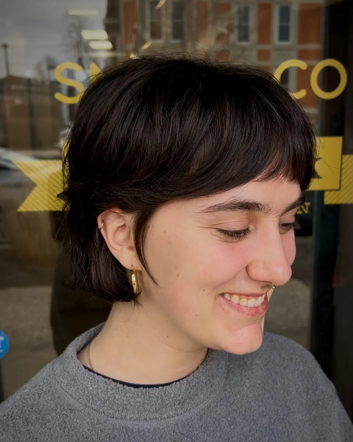 cropped summer bixie haircut 2026 Soft Cropped Brunette Bixie With Micro Bangs