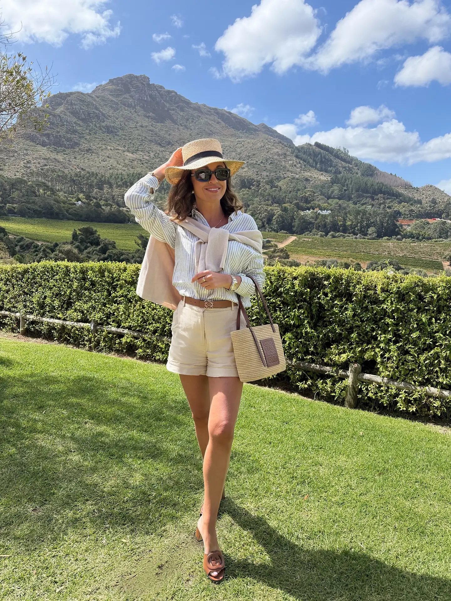 short outfits for women summer 2026 Effortless Beige Shorts And Striped Shirt Summer Elegance