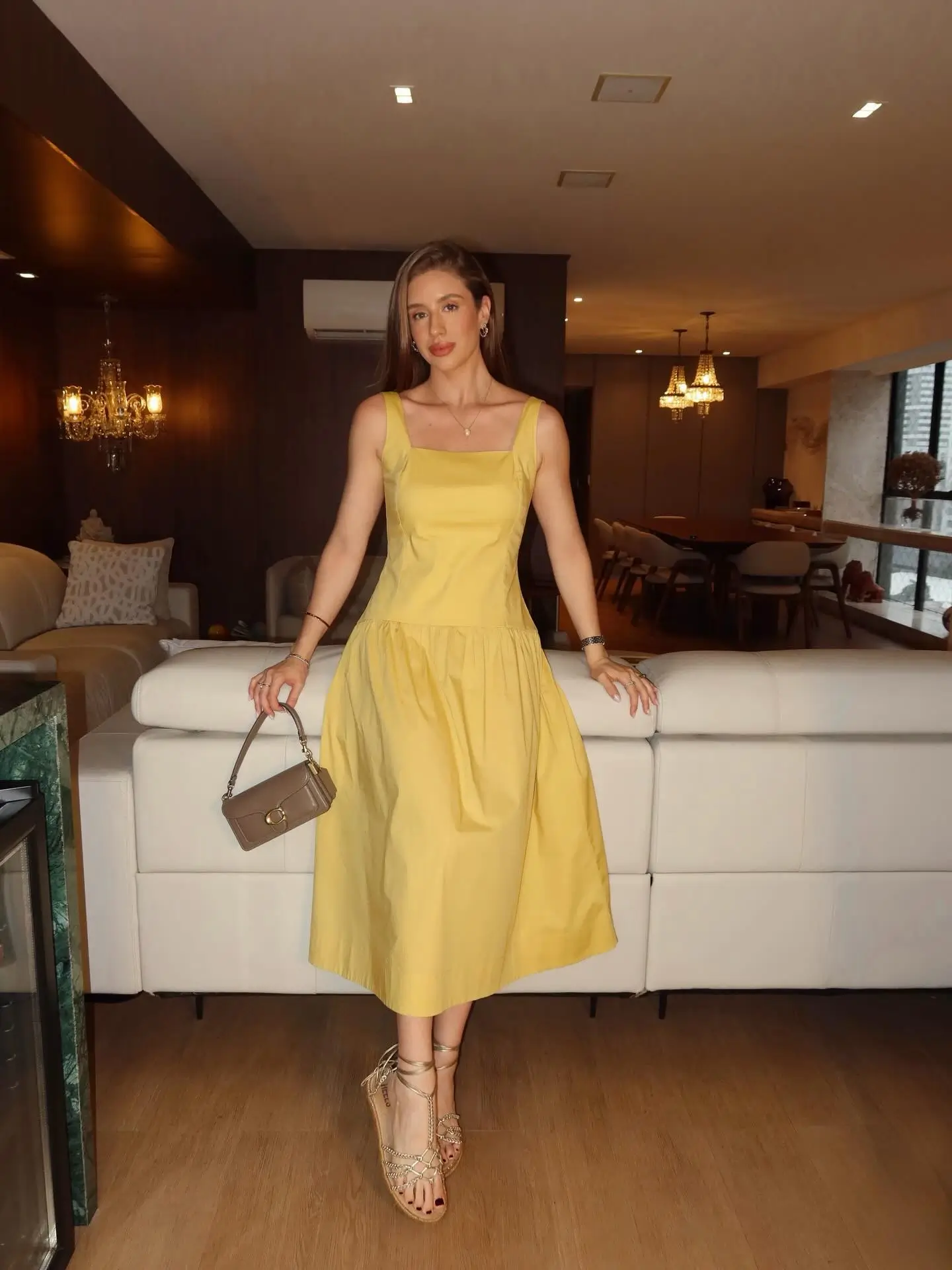 summer sundresses for women 2026 Golden Hour Charm The Feminine Yellow Midi Statement