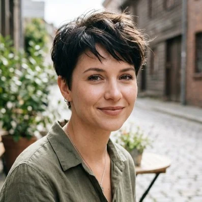 cropped summer pixie haircuts 2026 Classic Brunette Pixie With Soft Natural Texture