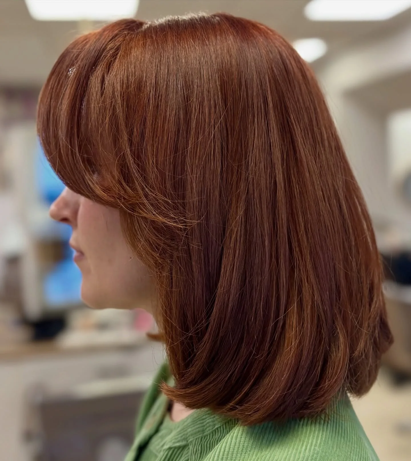 sleek summer collarbone cut 2026 Warm Copper Flow With Curtain Bangs Movement