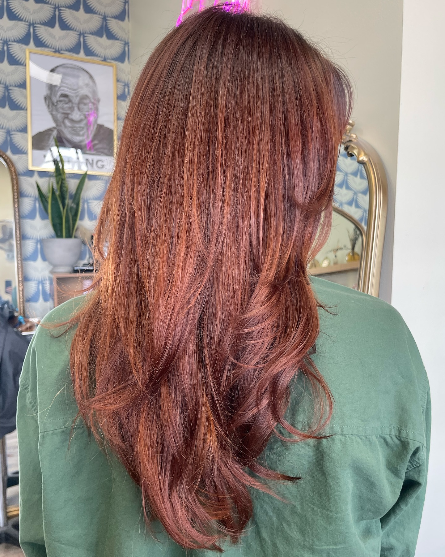 spicy summer auburn hair color 2026 Layered Auburn Length With Subtle Cinnamon Lift