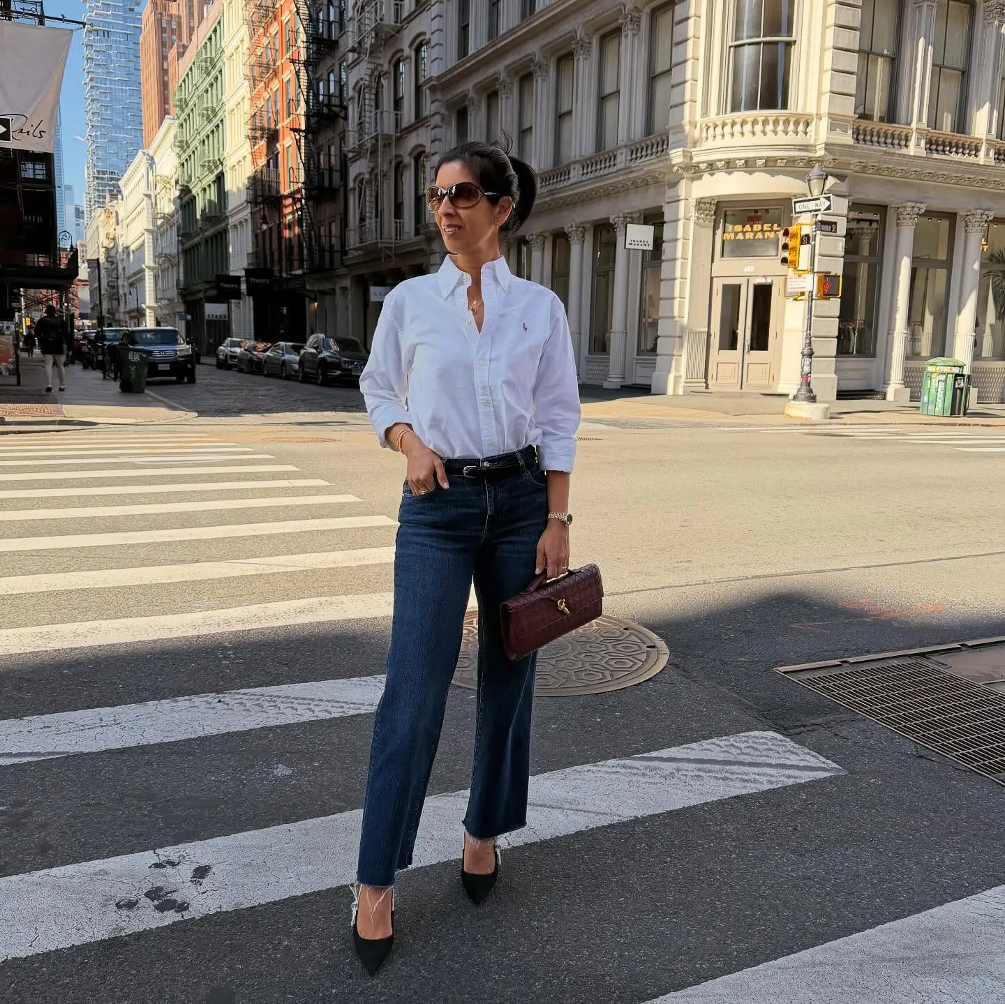 summer business casual outfit for women 2026 Classic Shirt And Denim With Elevated Intent