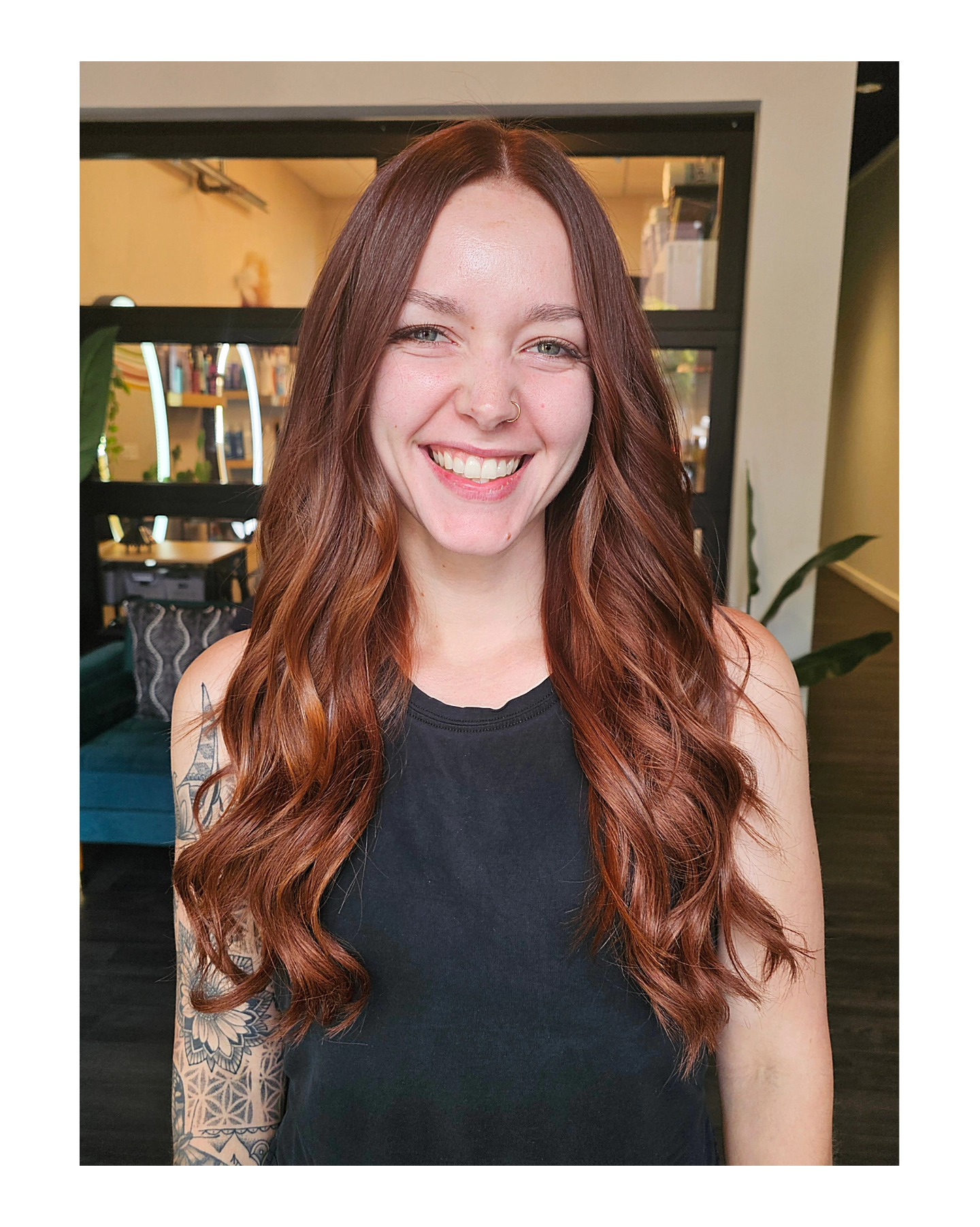 spicy summer auburn hair color 2026 Classic Auburn Waves With Soft Golden Dimension