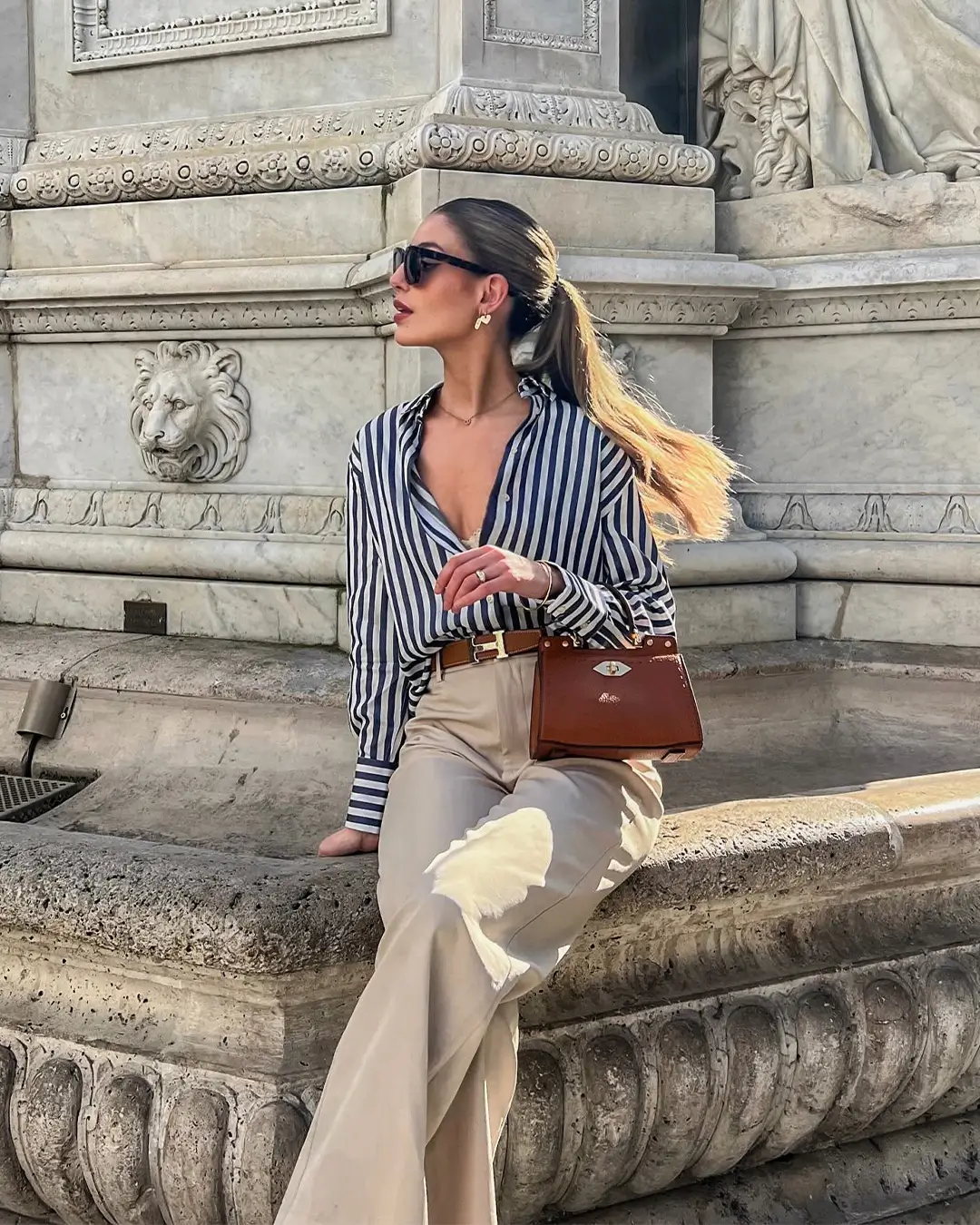 summer work outfits for the office 2026 Striped Shirt And Tailored Trousers With European Energy