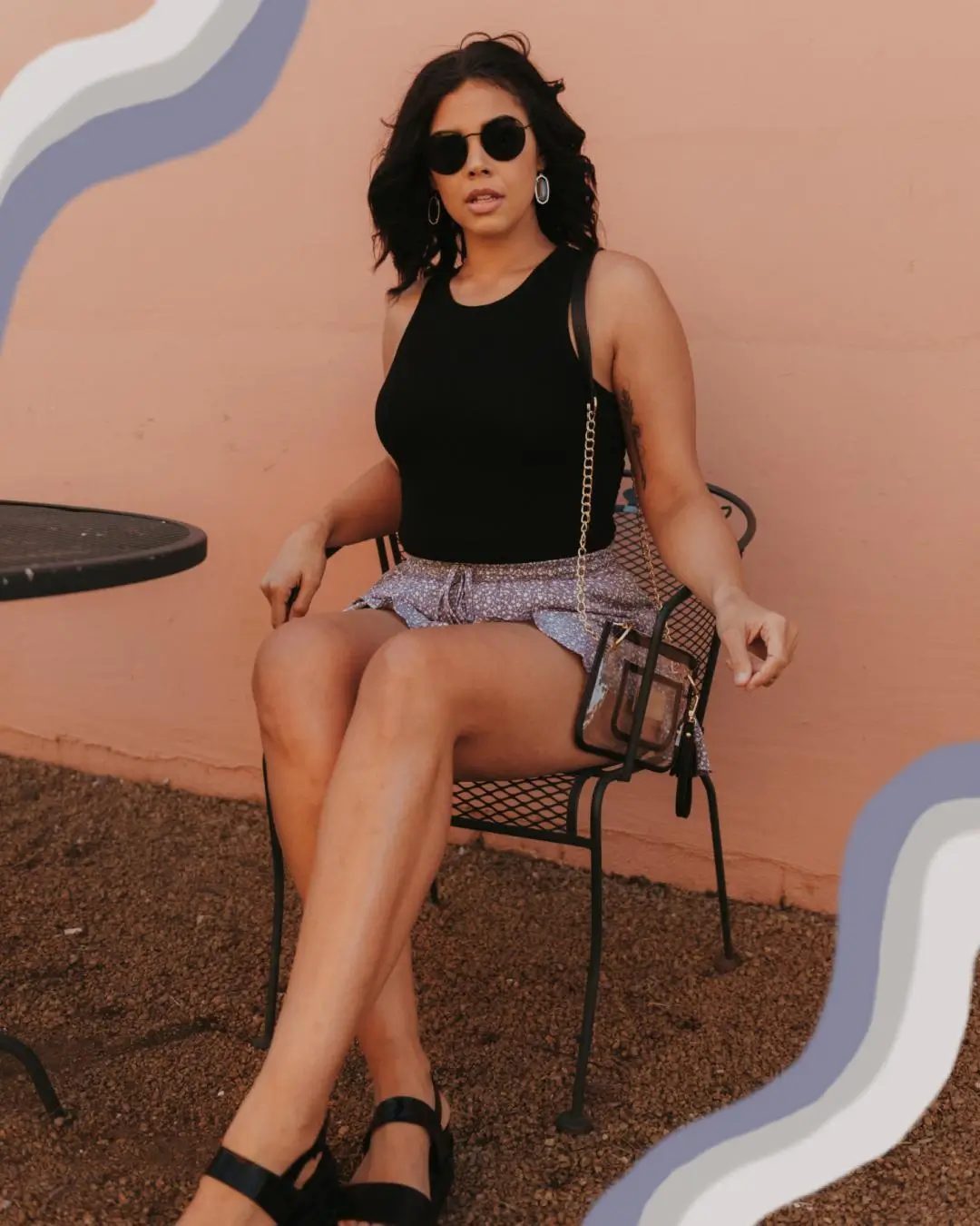 summer bodysuit outfits for women 2026 Minimal Black Bodysuit With Flowy Shorts And Modern Edge