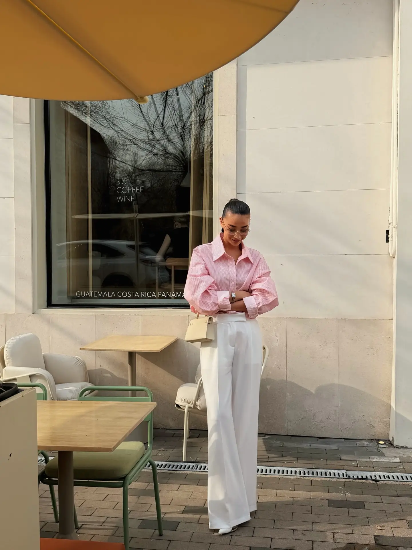 summer work outfits for the office 2026 Fresh Pink Shirt And White Trousers For Light Summer Days