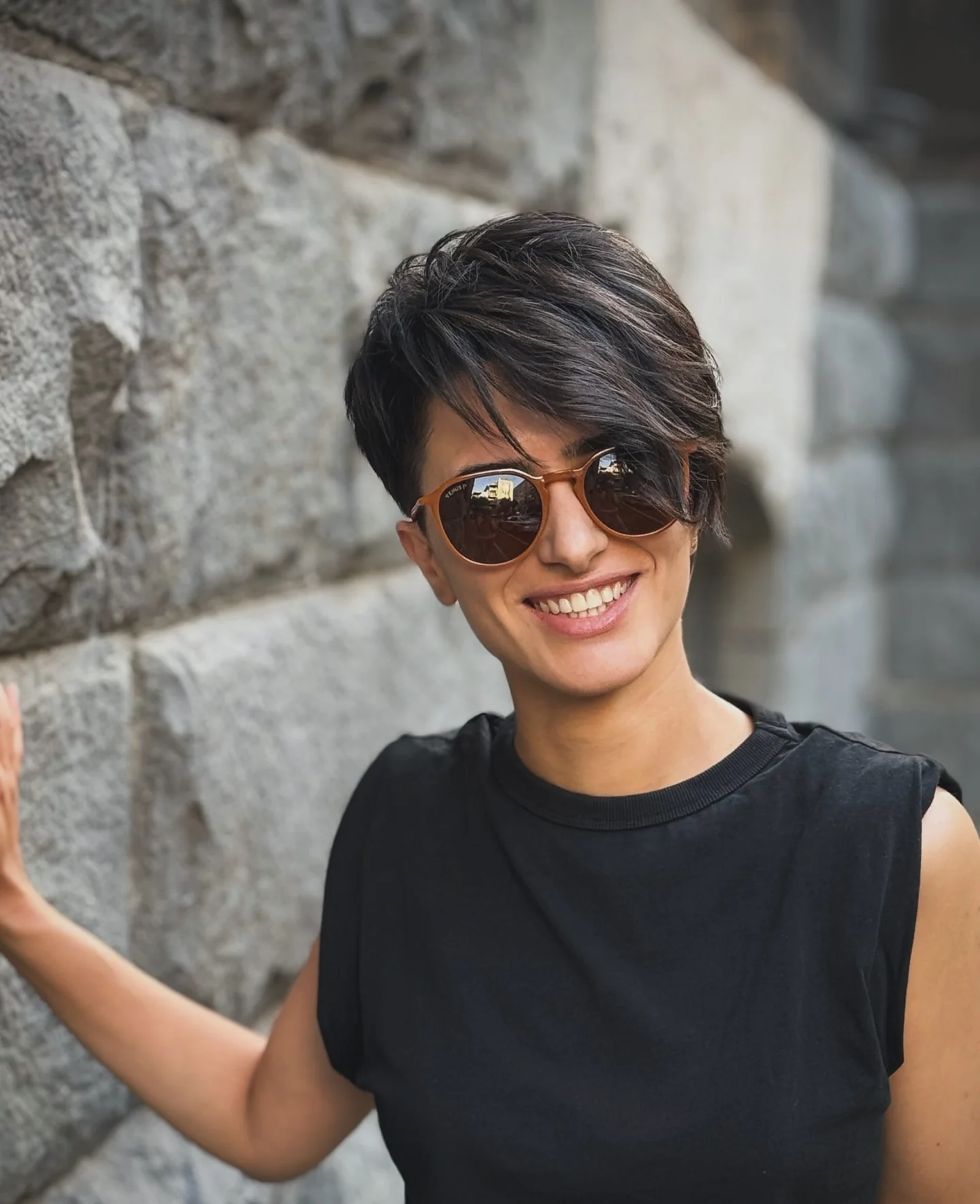 cropped summer pixie haircuts 2026 Asymmetrical Dark Pixie With Long Side Sweep