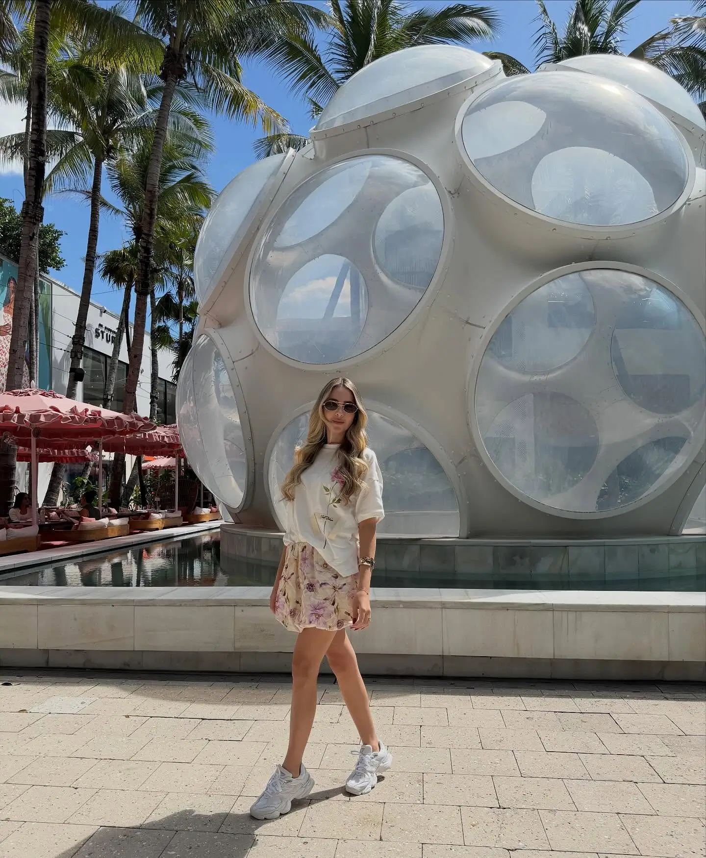 short outfits for women summer 2026 Soft Floral Mini Skirt And Relaxed Tee Casual Cool