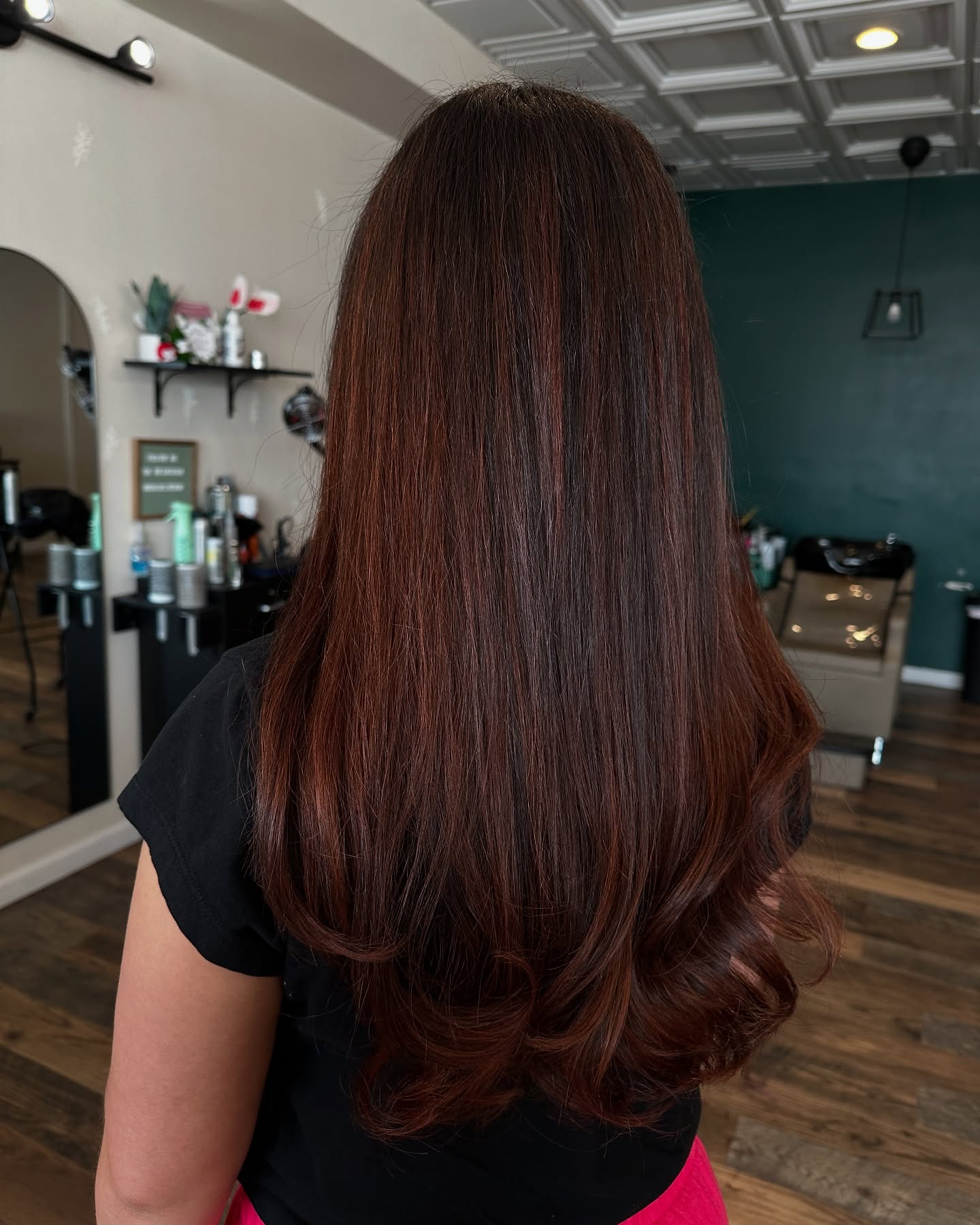 spicy summer auburn hair color 2026 Polished Dark Auburn Length With Minimalist Elegance