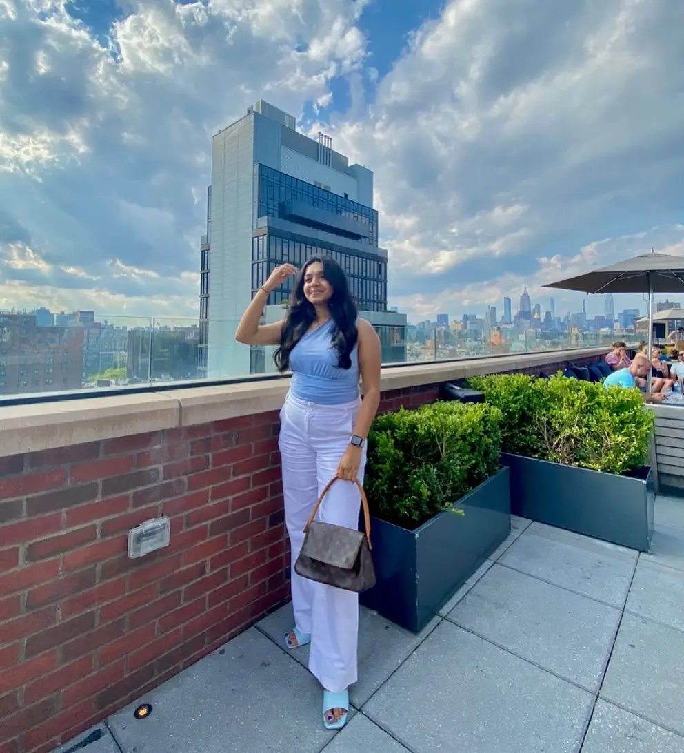 summer bodysuit outfits for women 2026 Soft Blue One Shoulder Bodysuit With White Tailored Pants