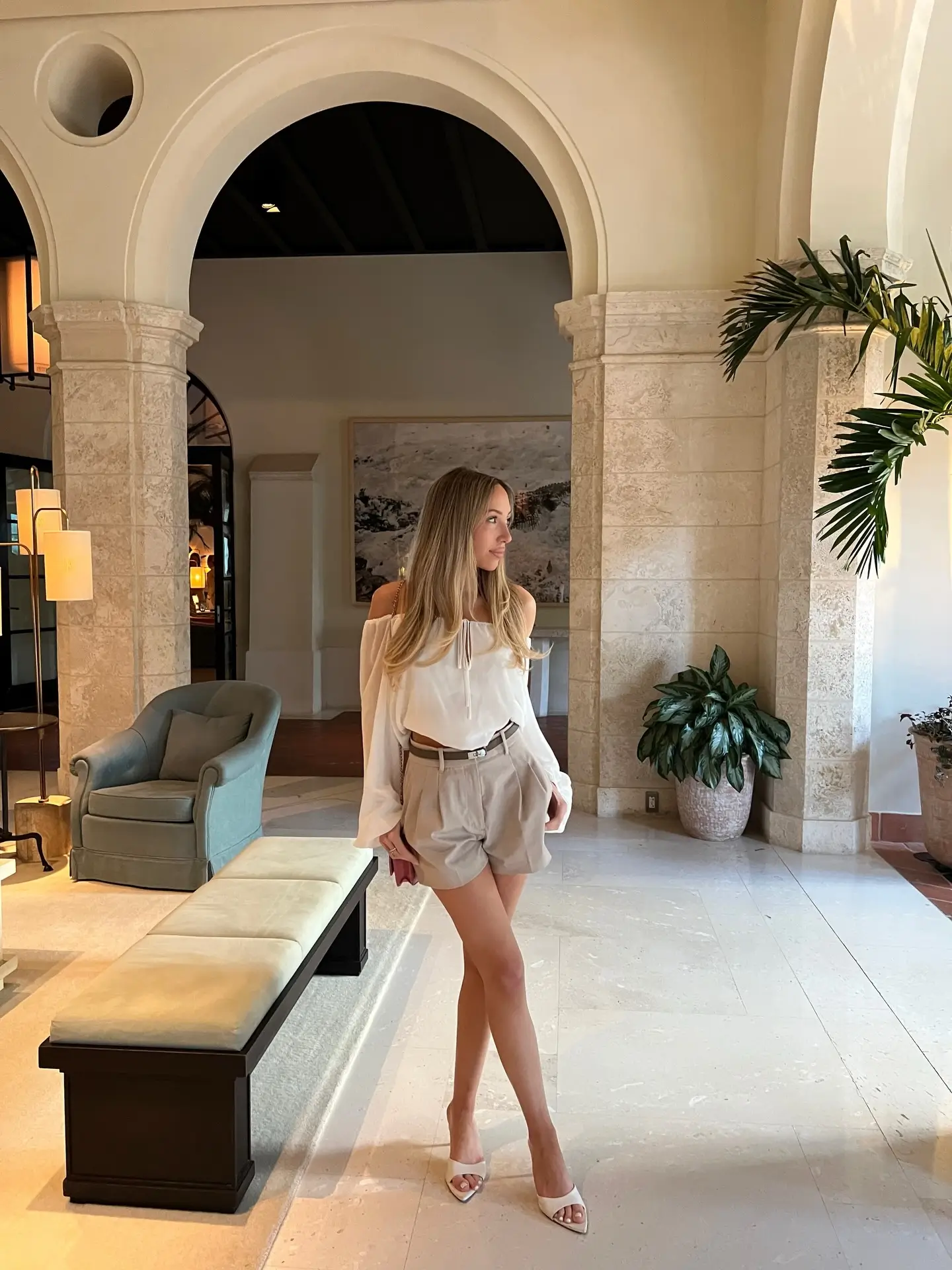 summer old money outfit for women 2026 Light Blouse And Tailored Shorts With Resort Sophistication