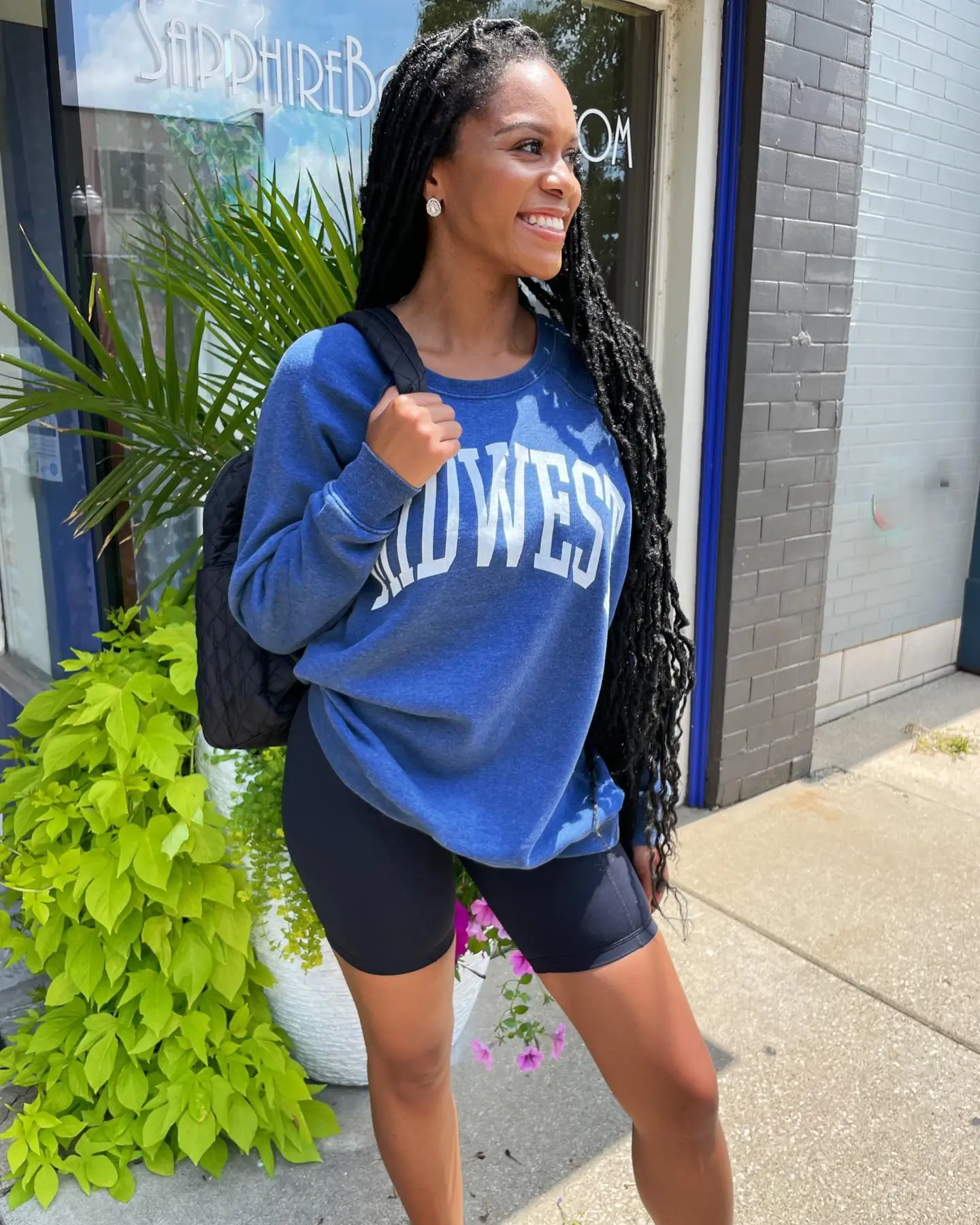 biker shorts outfits summer 2026 Sporty Blue Layers With Urban Confidence