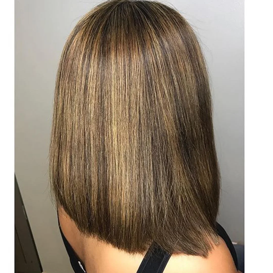 stylish summer lob haircut 2026 Precision Angled Brunette Lob With Glossy Finish