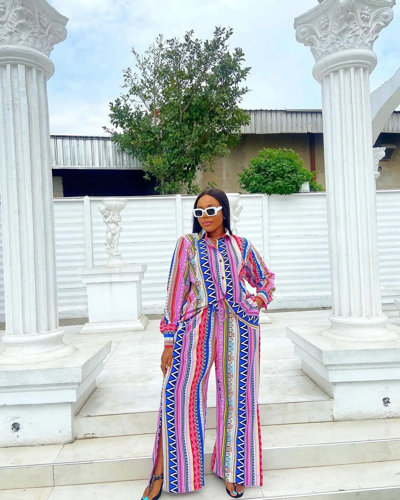 trendy summer outfits for black woman 2026 Bold Printed Two Piece Set That Feels Like A Statement Vacation Mood