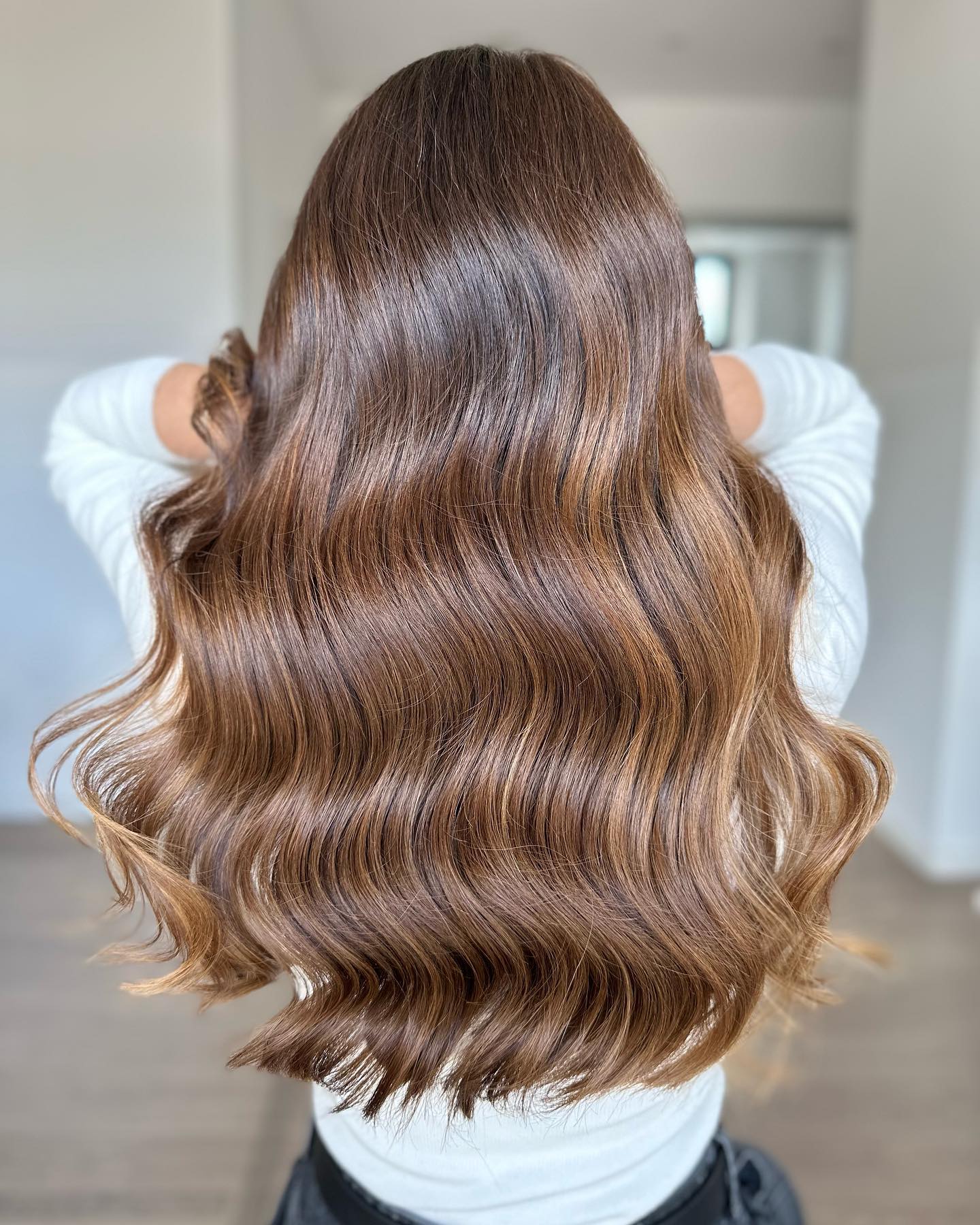 light summer hair color brunette Soft Chocolate Waves With Light Honey Accents