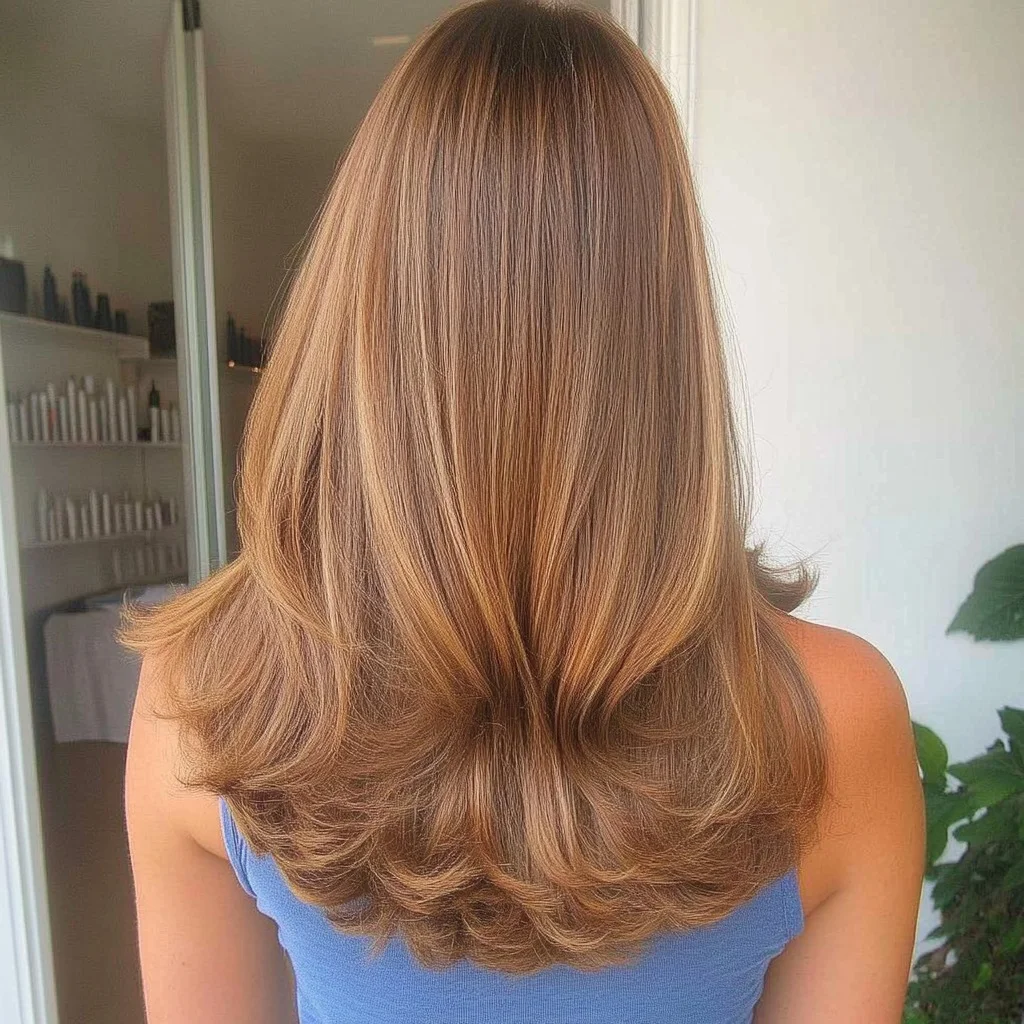 salon summer honey brown hair color 2026 Airy Honey Beige Layers With Full-Bodied Movement