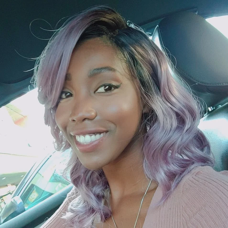 dark skin hair color summer Muted Lavender Waves With Cool Dimensional Tone