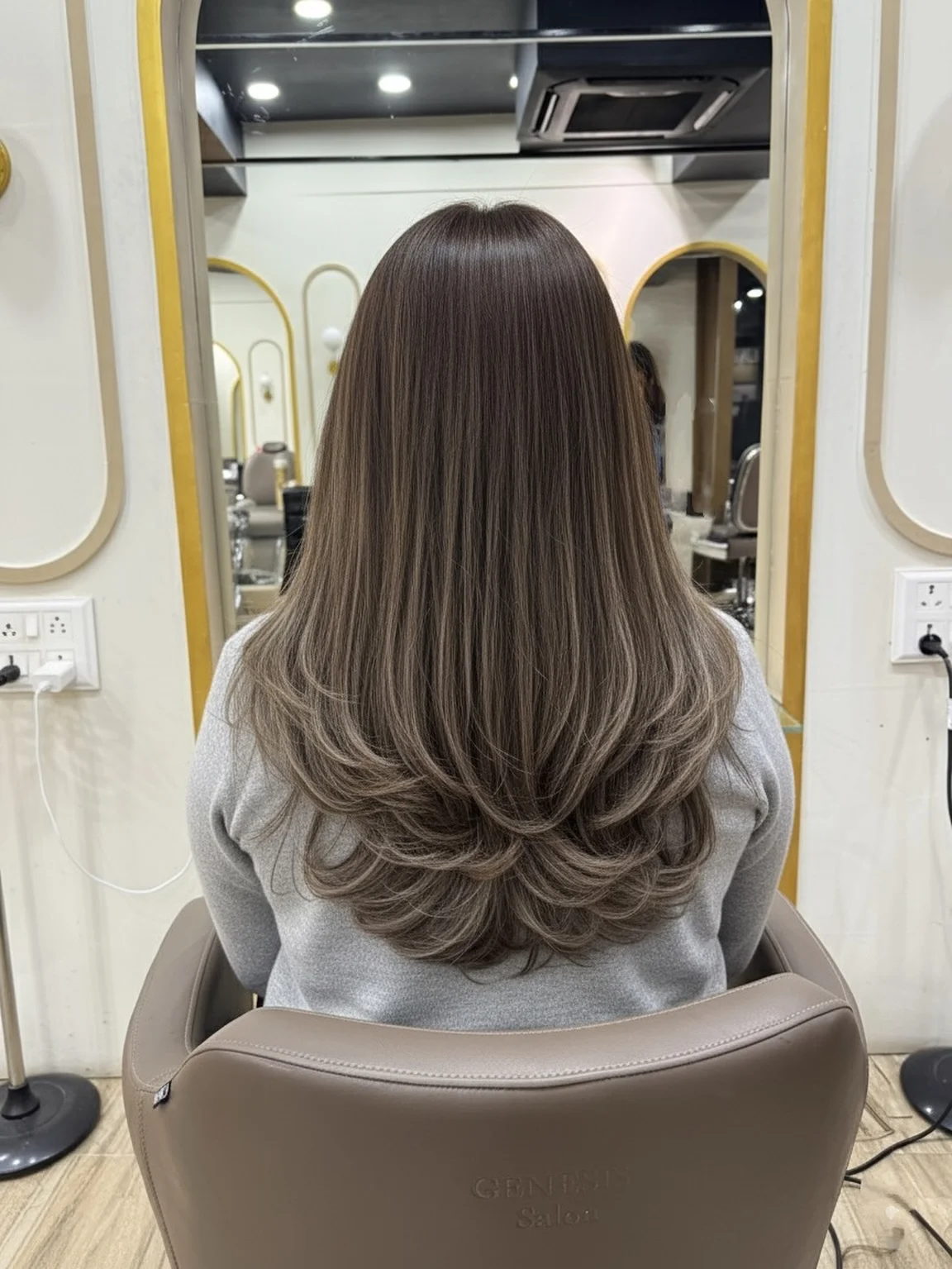 modern summer ash brown hair color 2026 Polished Mushroom Ash Brown With Soft Curtain Volume
