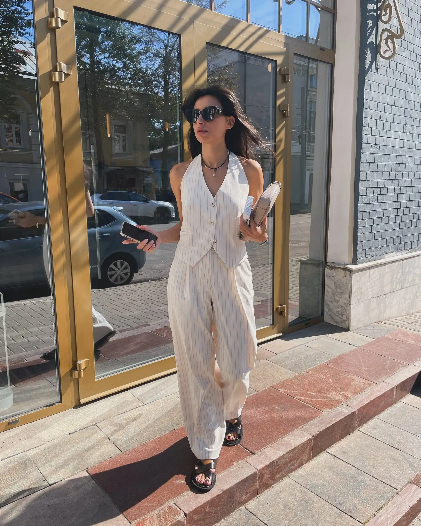 summer business casual outfit for women 2026 Modern Tailoring With A Halter Vest Statement