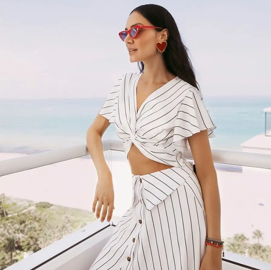 summer set outfits for women 2026 Striped Coastal Set With Playful Feminine Twist