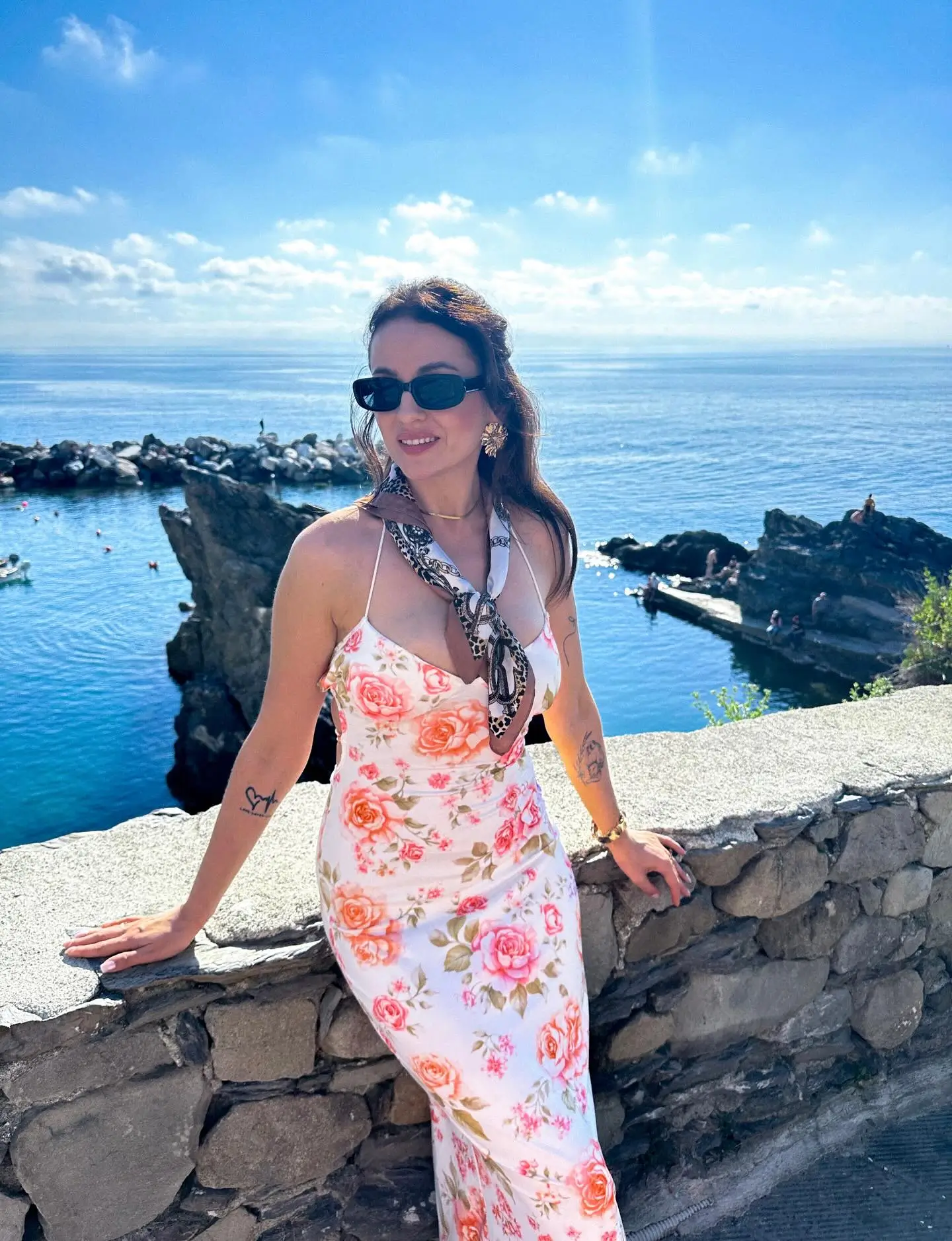 summer sundresses for women 2026 Coastal Floral Muse - Fitted Floral Sundress With Summer Edge