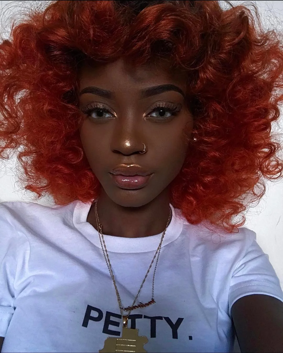summer hair color for dark skin tone Bold Copper Ginger Volume With Defined Curls