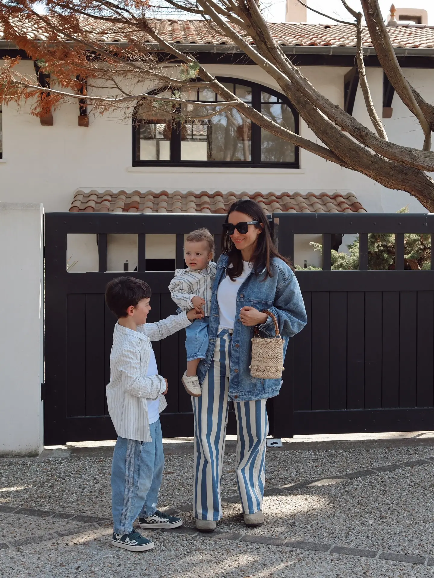 stylish mom outfits summer 2026 Striped Pants And Denim Layers For Effortless Street Style
