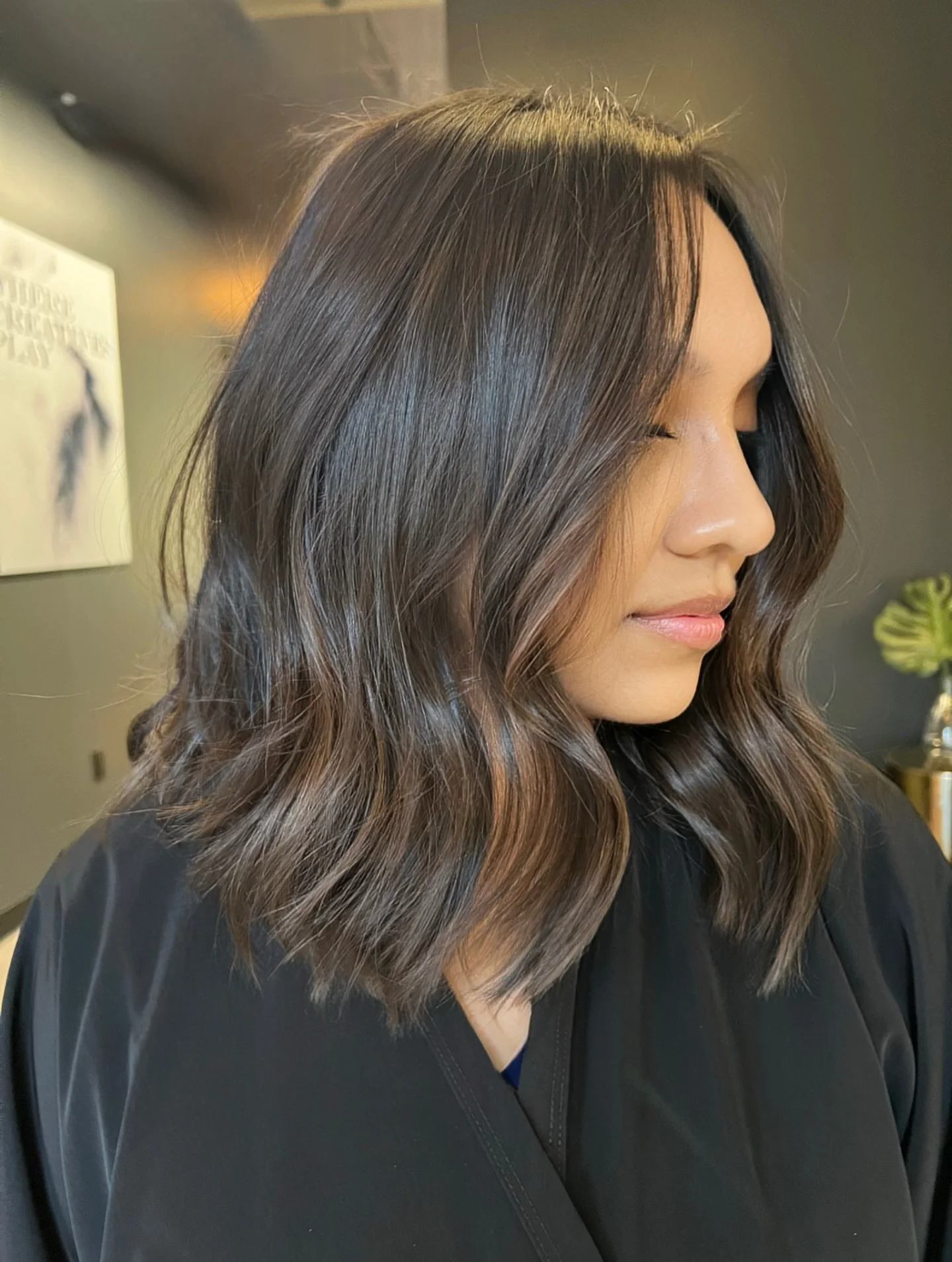 stylish summer lob haircut 2026 Soft Brunette Lob With Curtain Bangs And Loose Waves