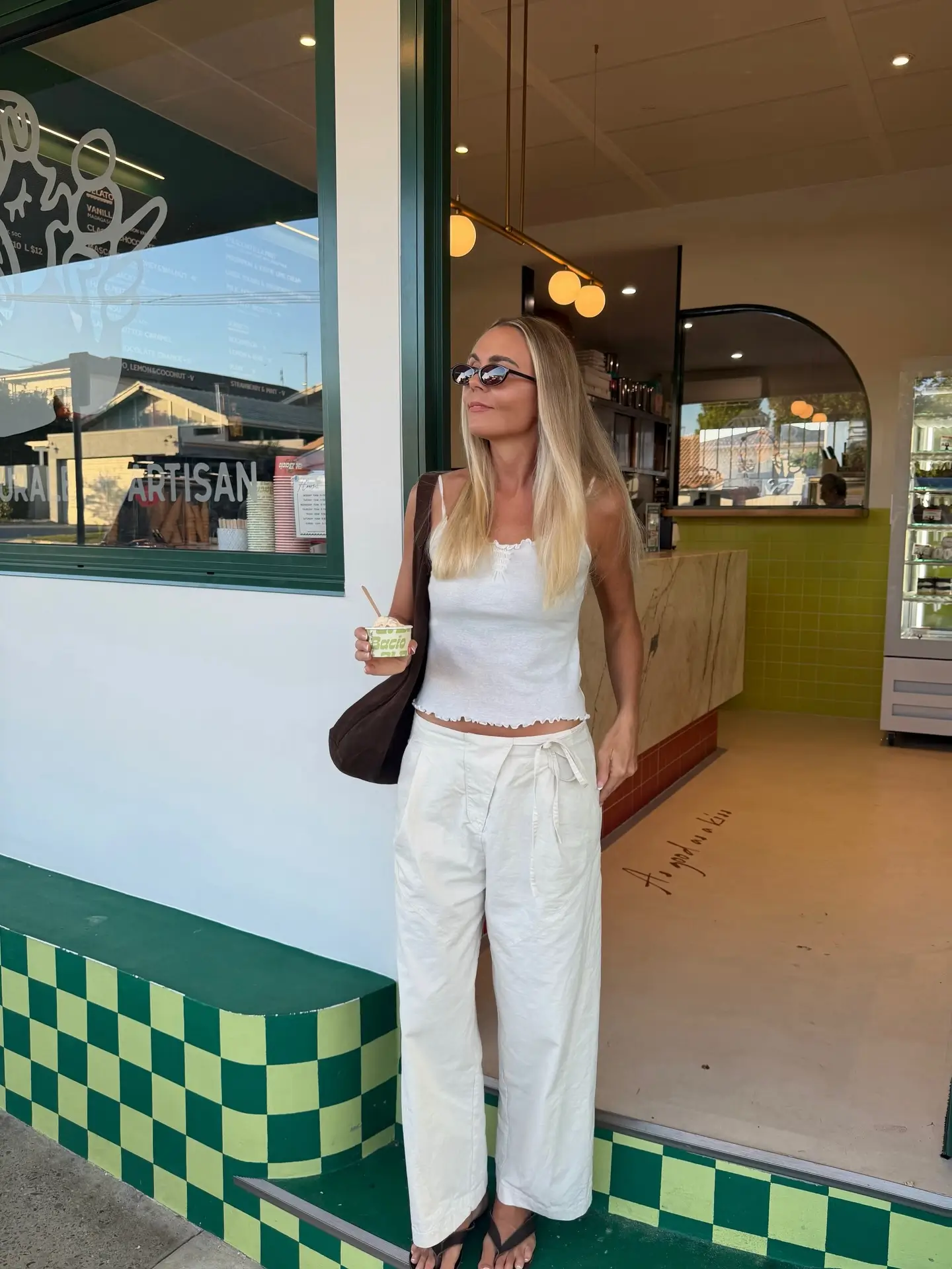 summer crop top outfits for women 2026 Minimal White Crop Top With Loose Pants - Modern Coastal Calm