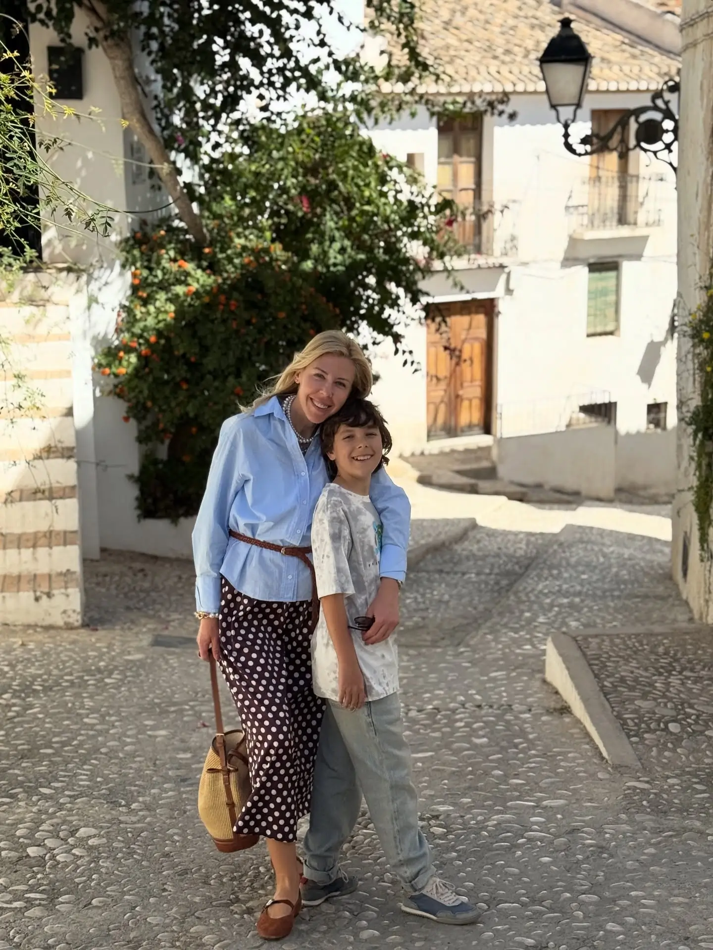 stylish mom outfits summer 2026 Classic Shirt And Printed Skirt For Timeless Summer Days