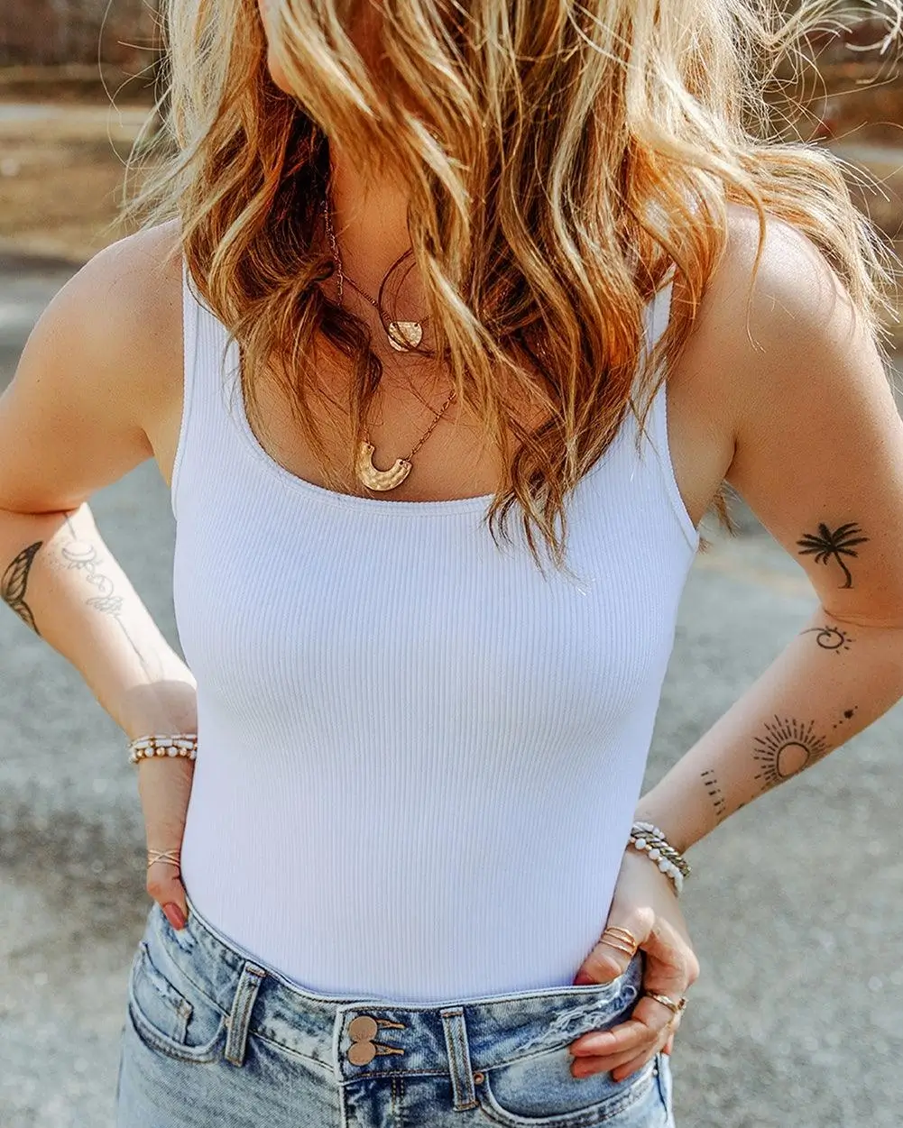 summer bodysuit outfits for women 2026 Minimal Ribbed Basics And Gold Accents Elevated Essentials