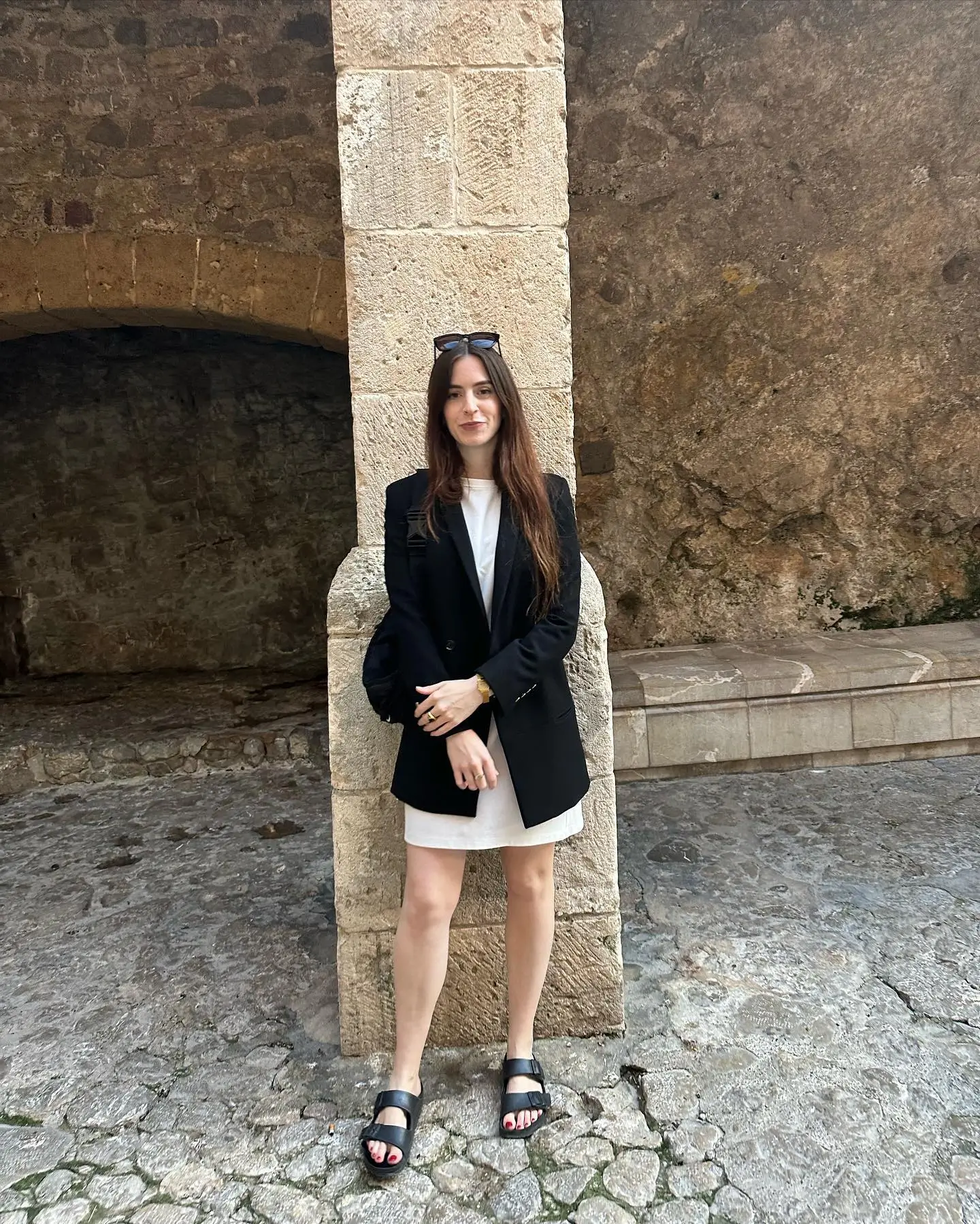 summer business casual outfit for women 2026 Effortless Black And White With A Structured Mini Dress