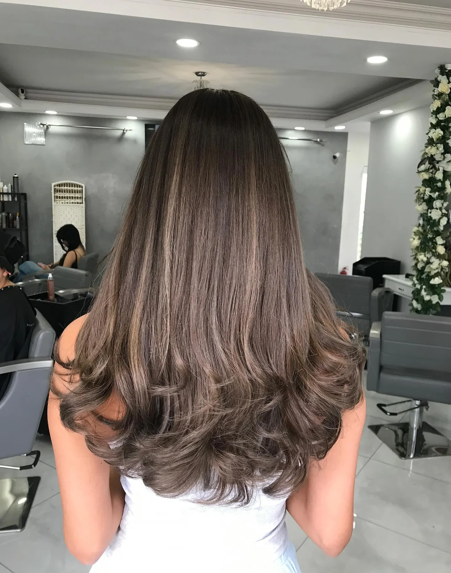modern summer ash brown hair color 2026 Voluminous Medium Ash Brown With Rounded Layers