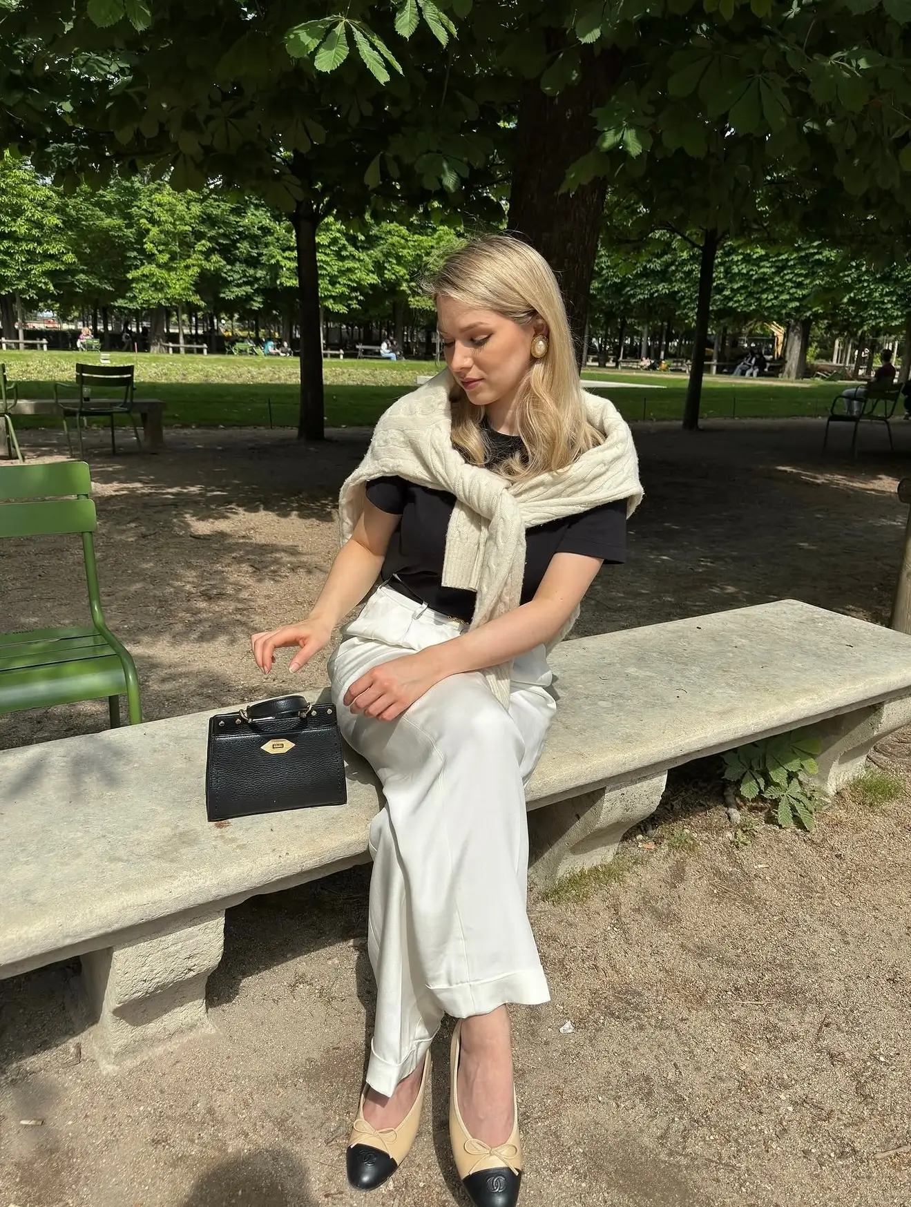 summer old money outfit for women 2026 Parisian Park Elegance With Relaxed Tailoring