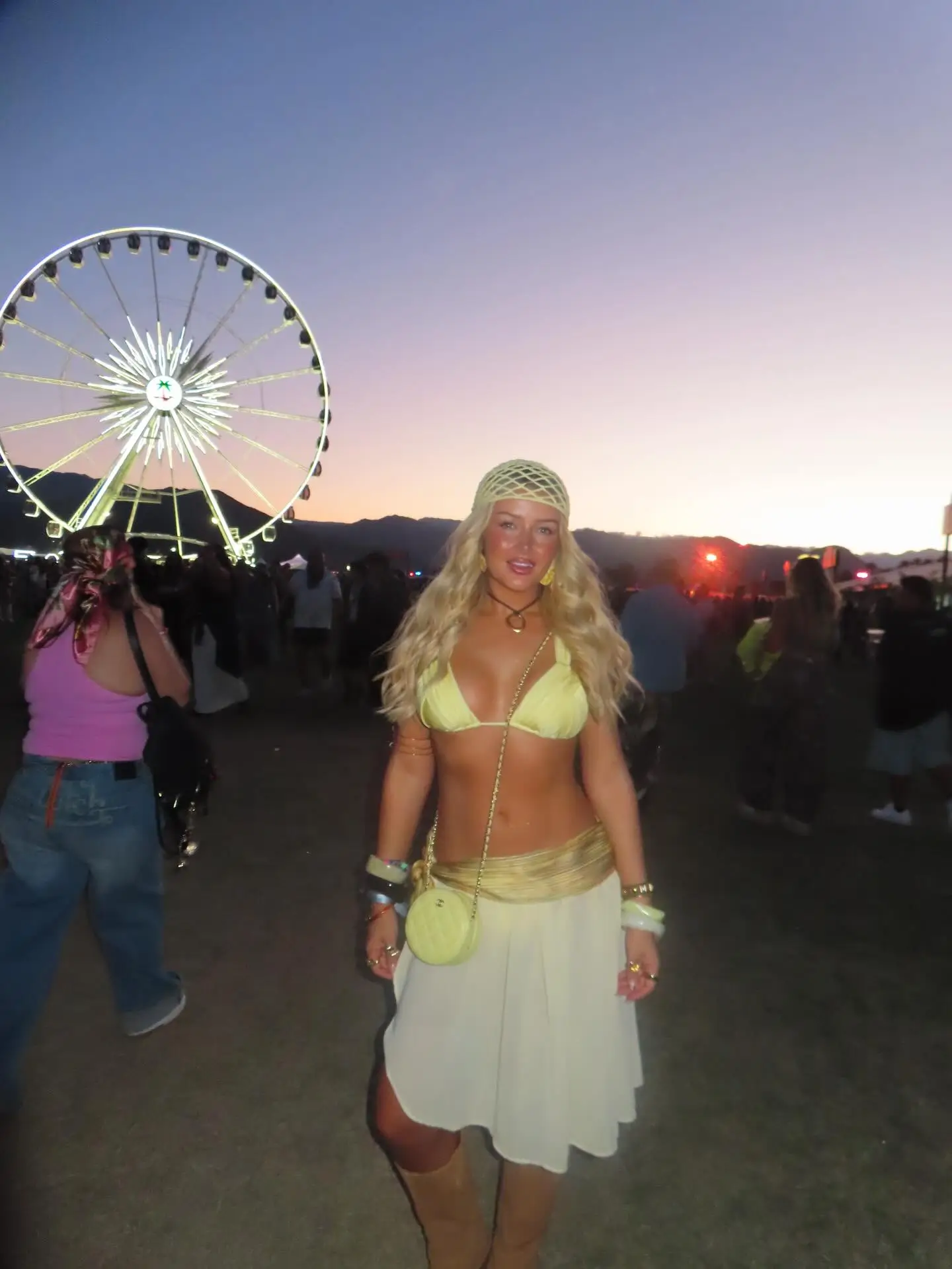 summer rave outfit for women 2026 Soft Lime Glow With Boho Night Details