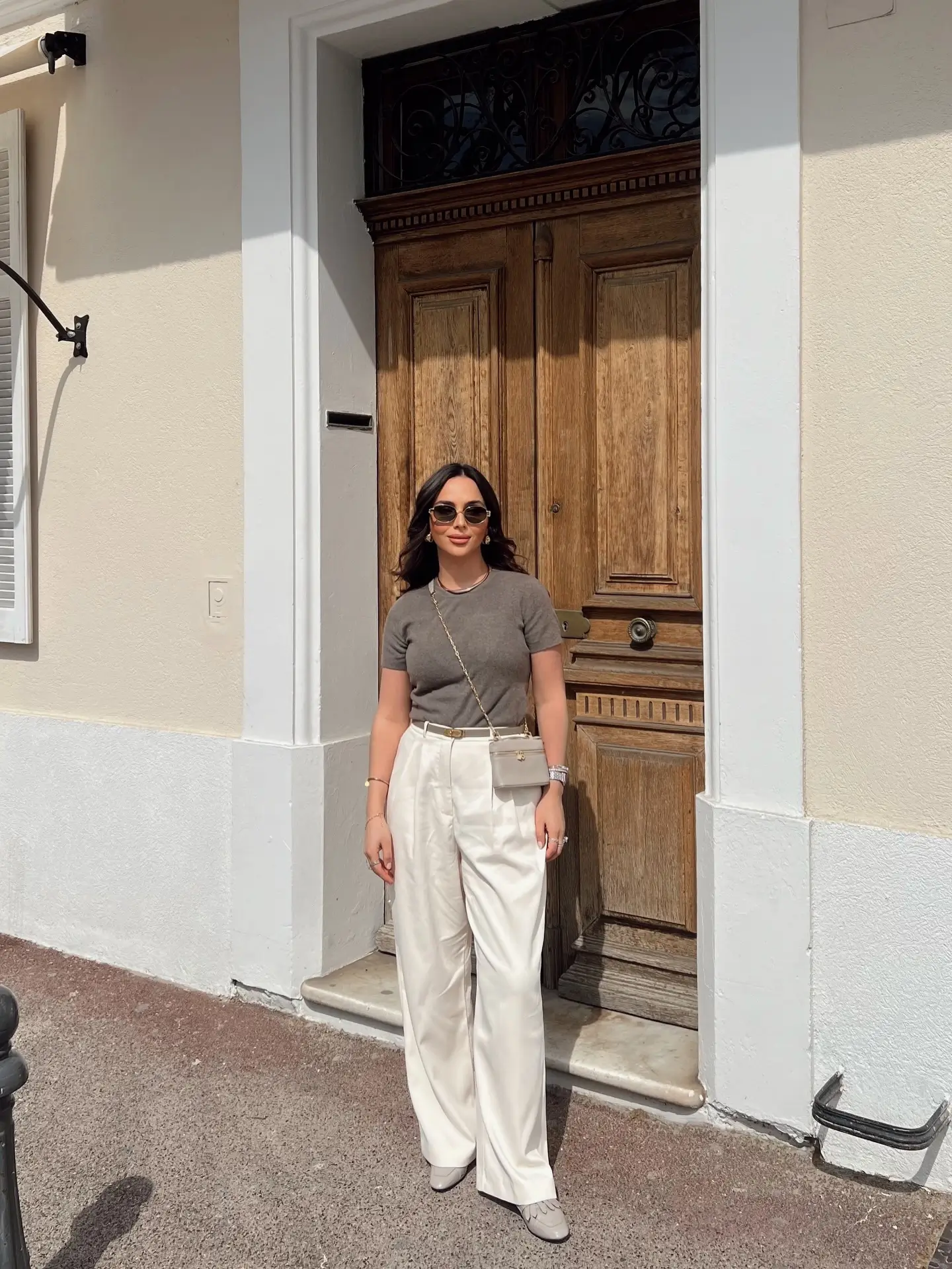summer work outfits for the office 2026 Soft Minimalism With Neutral Tee And Wide Trousers