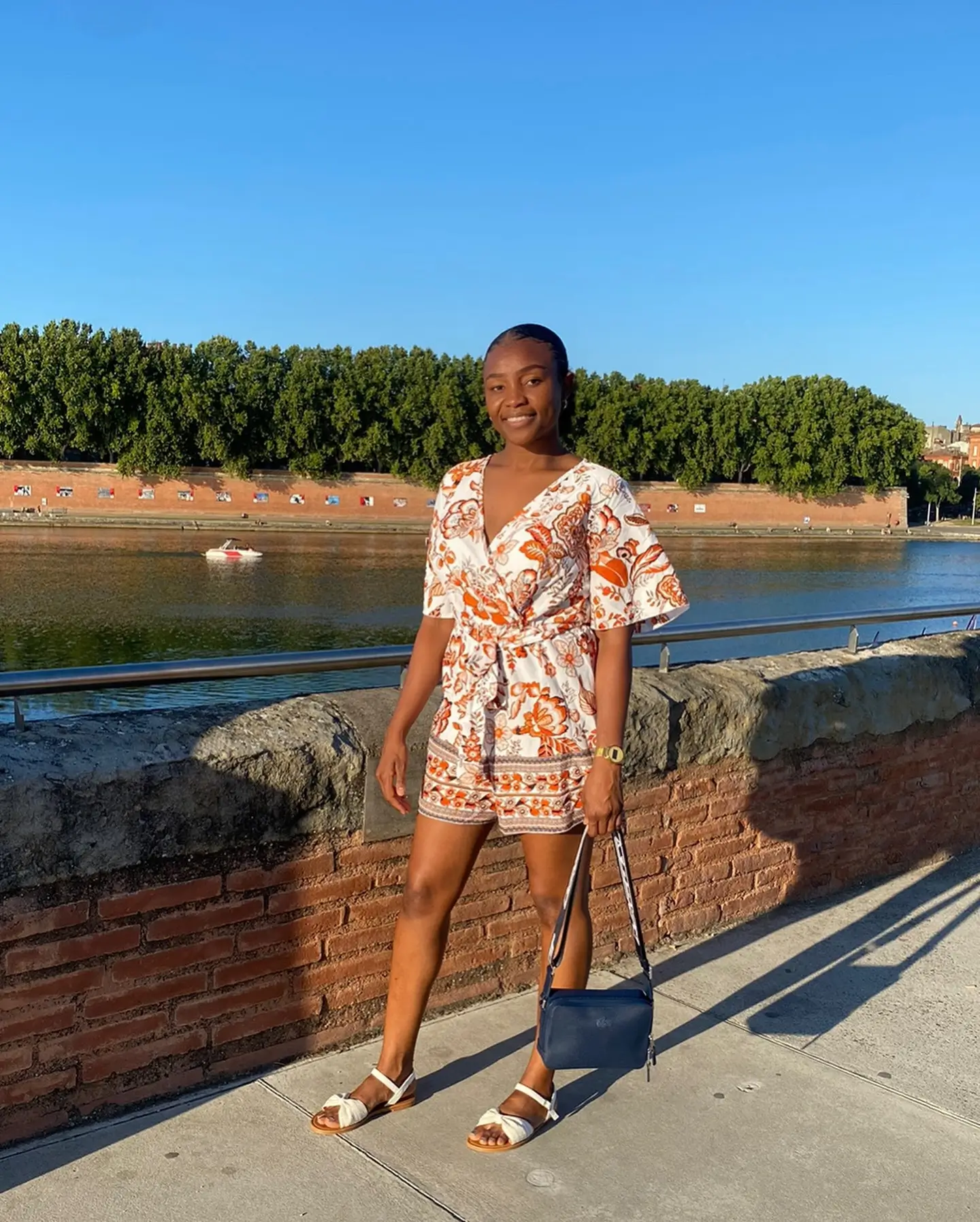 trendy summer outfits for black woman 2026 Printed Wrap Romper That Feels Light And Effortlessly Chic