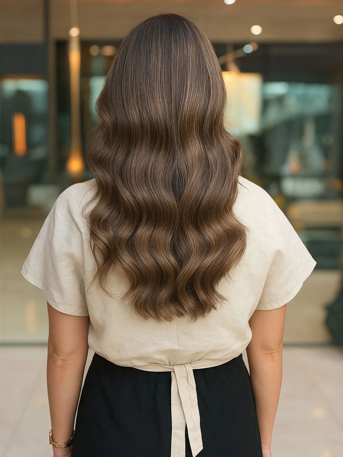 light summer hair color brunette Polished Espresso Waves With Soft Light Reflection