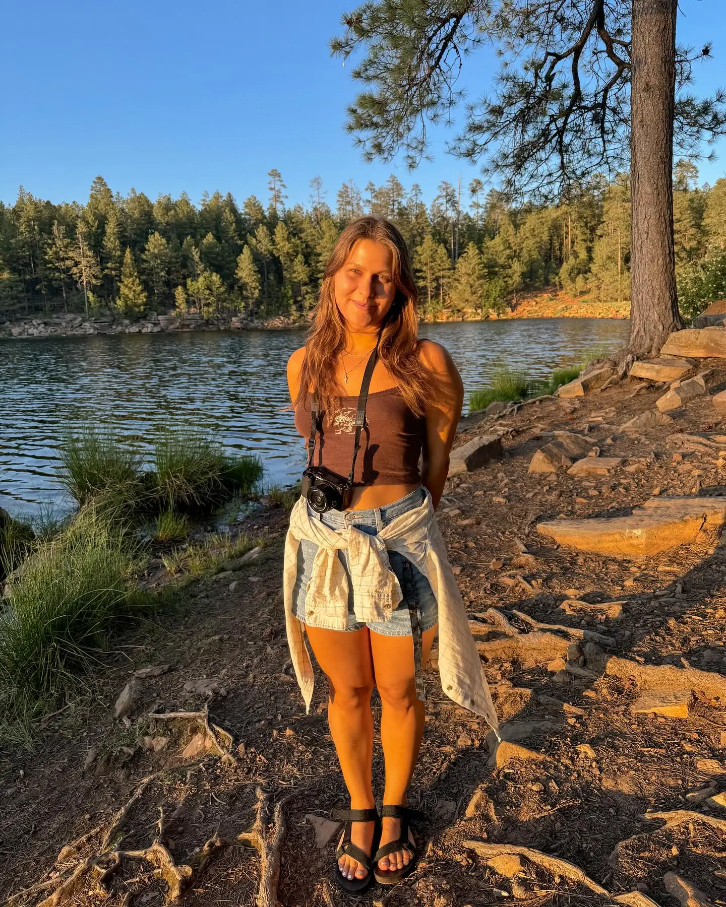 summer camping outfits for women 2026 Golden Hour Lake Look With A Feminine Edge