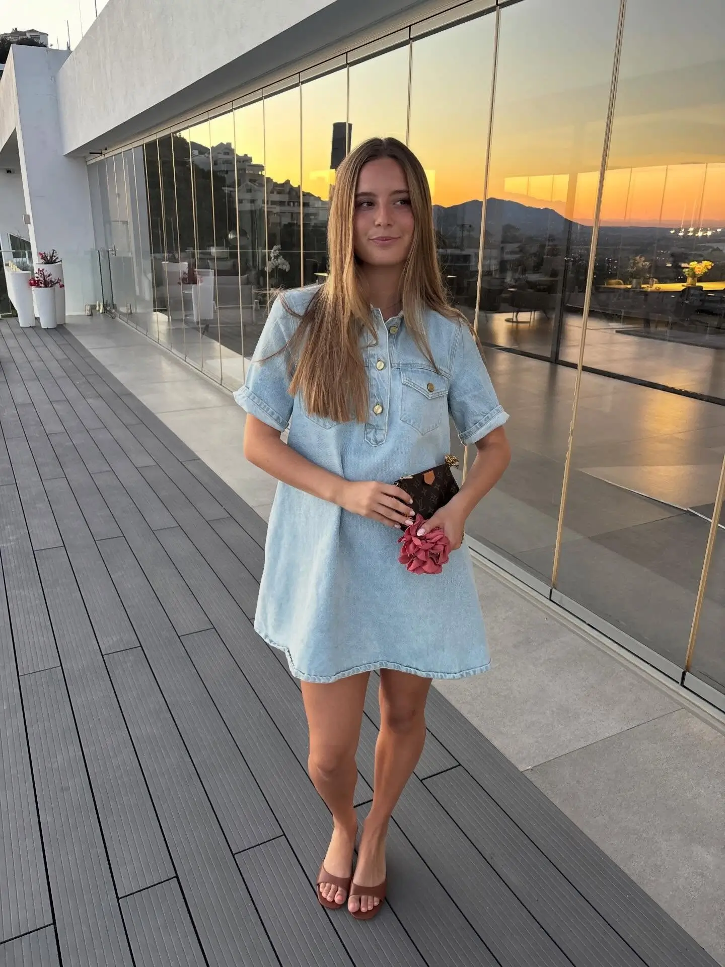 summer outfits for women 2026 Light Denim Mini Dress For Golden Hour Moments