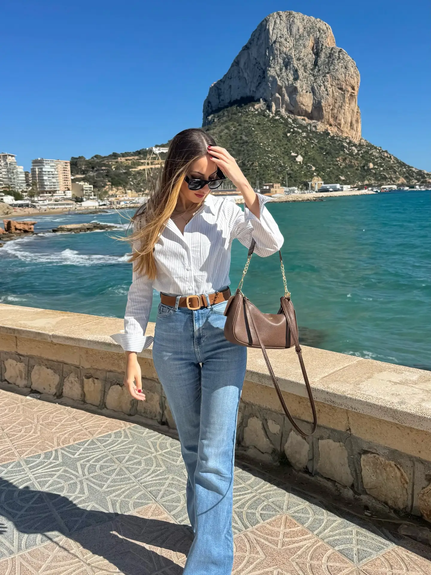 summer vacation outfits beach resort wear Classic Denim And Crisp Shirt For Seaside Walks