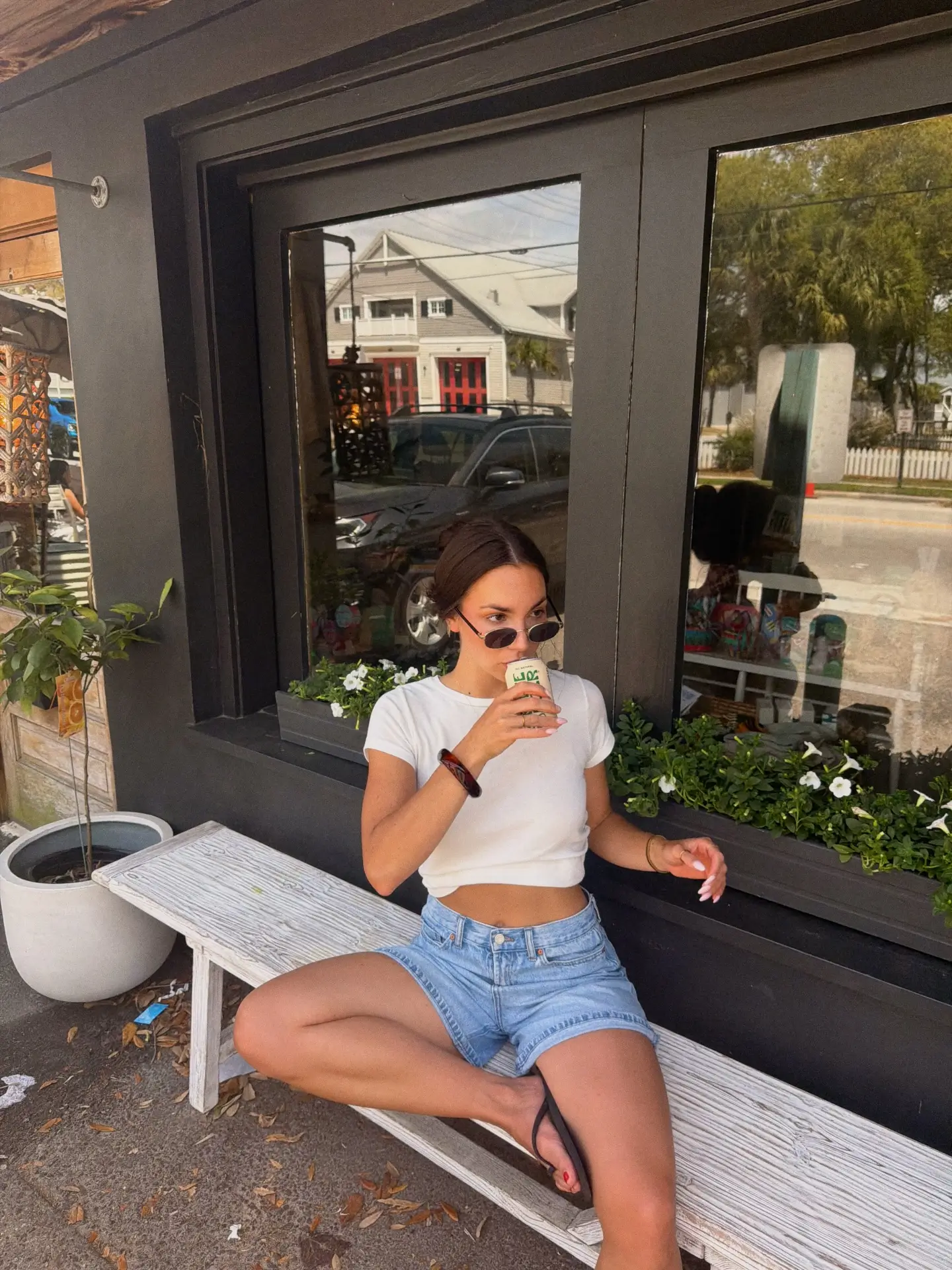 summer outfits for women 2026 Classic White Tee And Denim Shorts Done Right