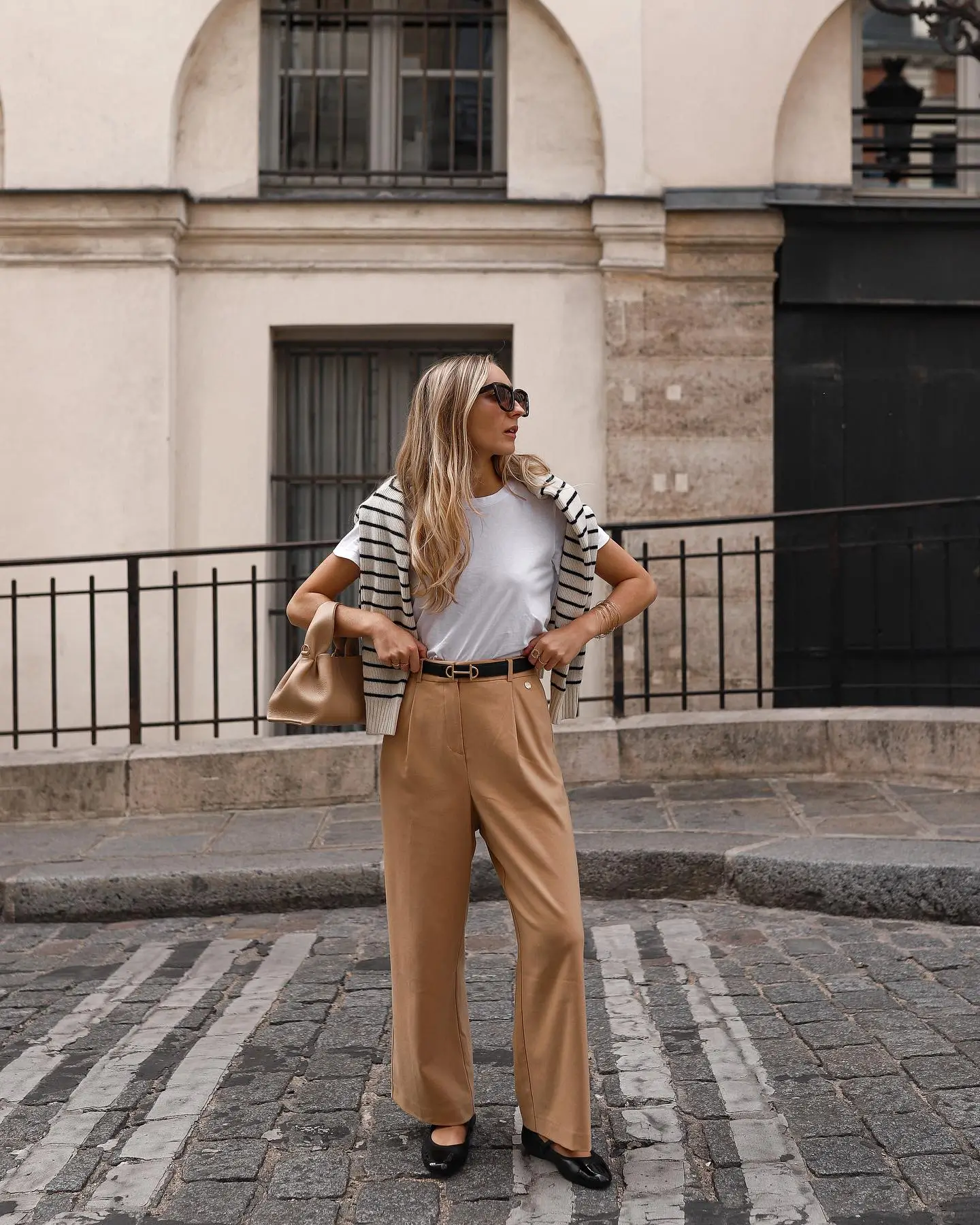 casual summer t-shirt outfit for women 2026 Effortless Parisian Neutrals With Tailored Pants