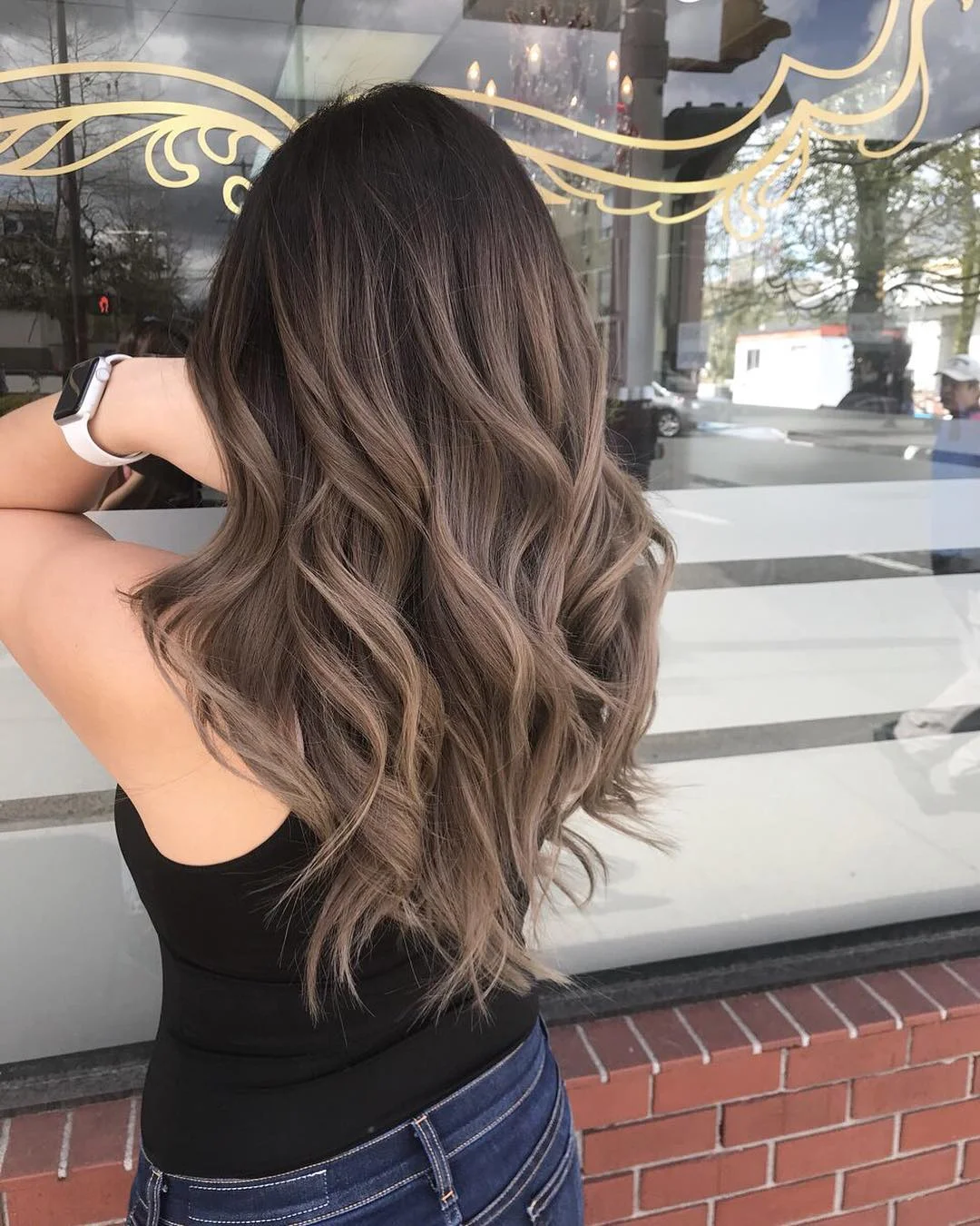 modern summer ash brown hair color 2026 Cool-Toned Ash Brown With Deep Root Contrast